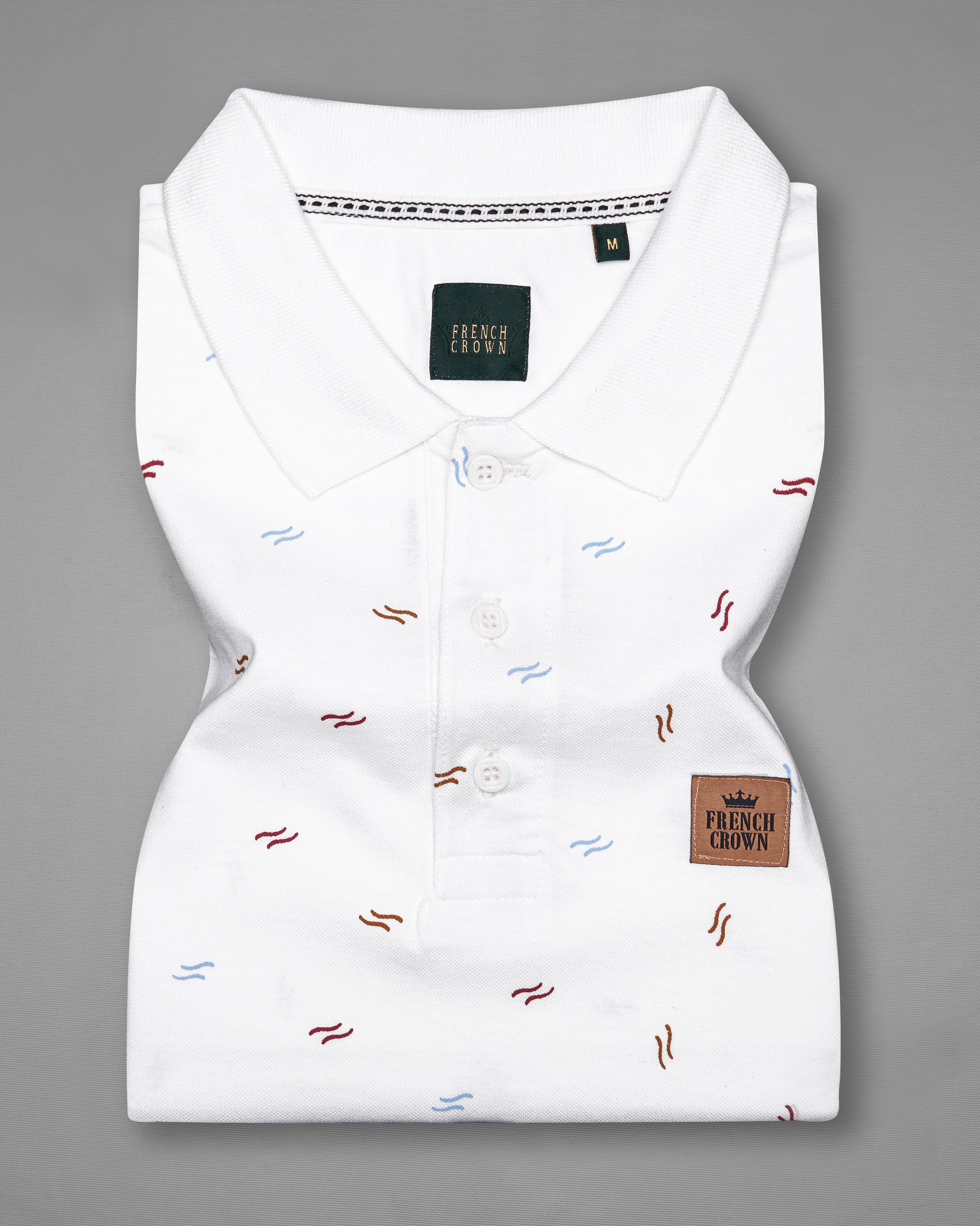 Bright White Printed Organic Cotton Pique Polo TS827-S, TS827-M, TS827-L, TS827-XL, TS827-XXL