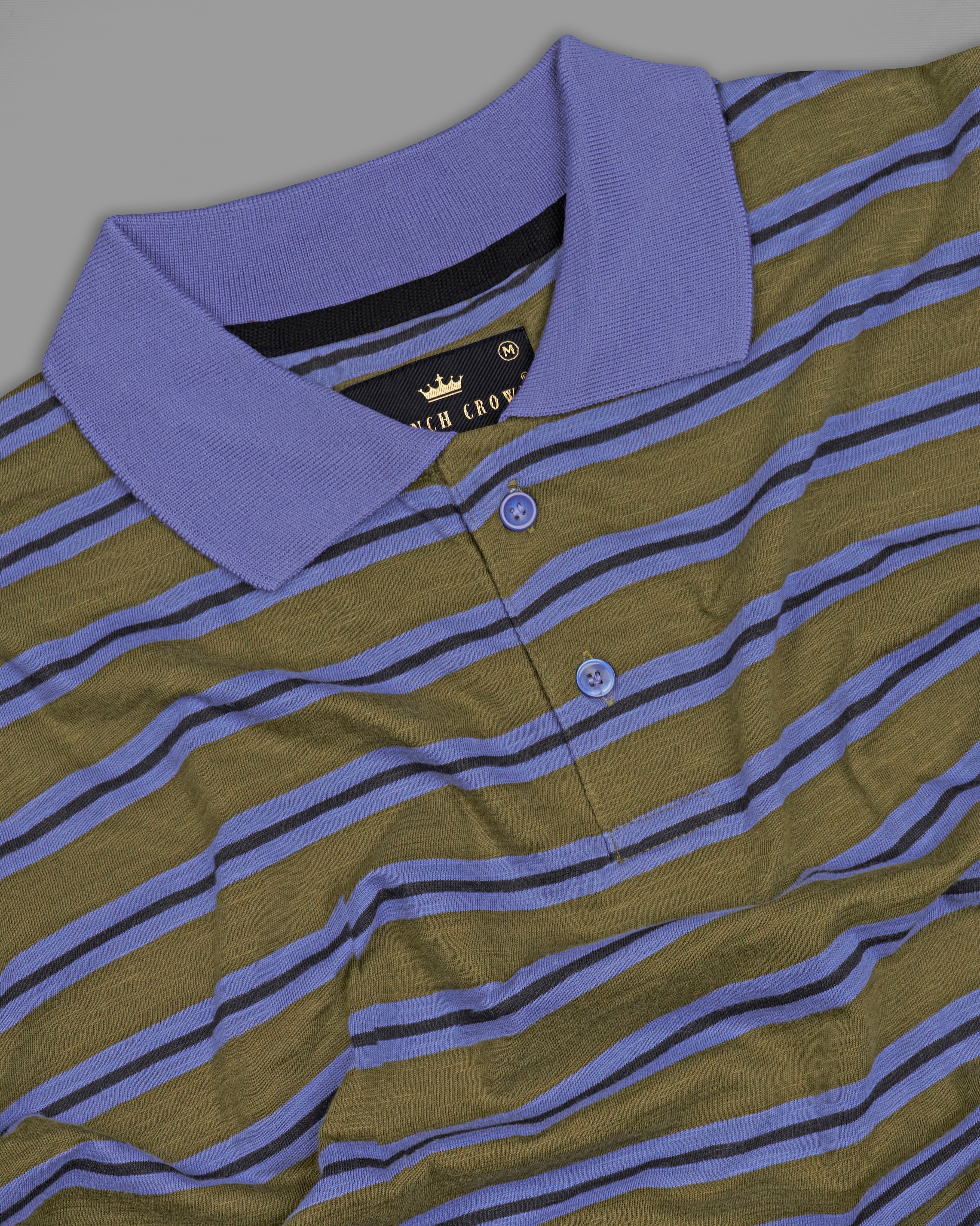 Woodland Green with Blue and Gray Color Striped Supima Organic Cotton Polo TS833-S, TS833-M, TS833-L, TS833-XL, TS833-XXL
