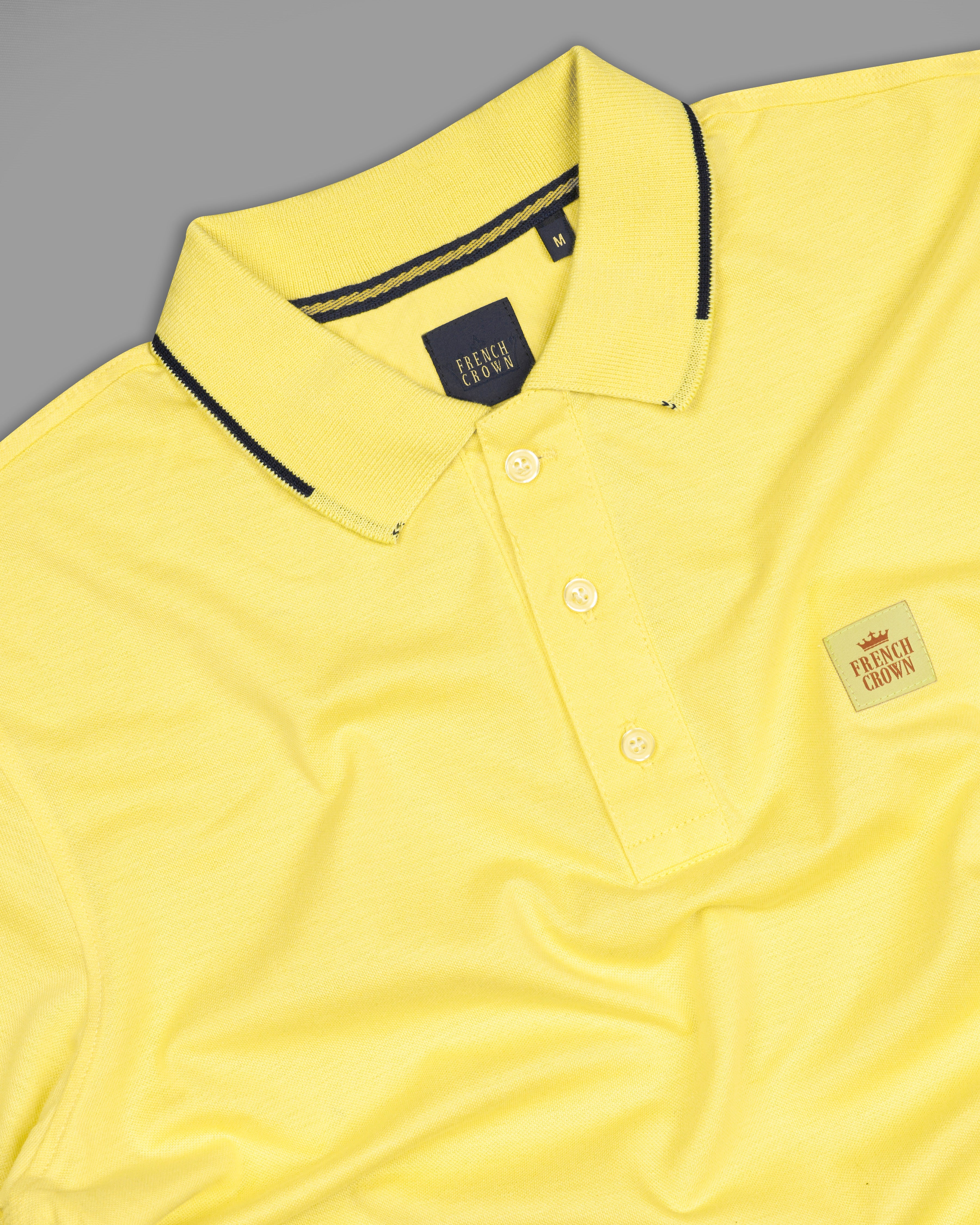 Sweet Corn Yellow Organic Cotton Mercerised Pique Polo TS842-S, TS842-M, TS842-L, TS842-XL, TS842-XXL