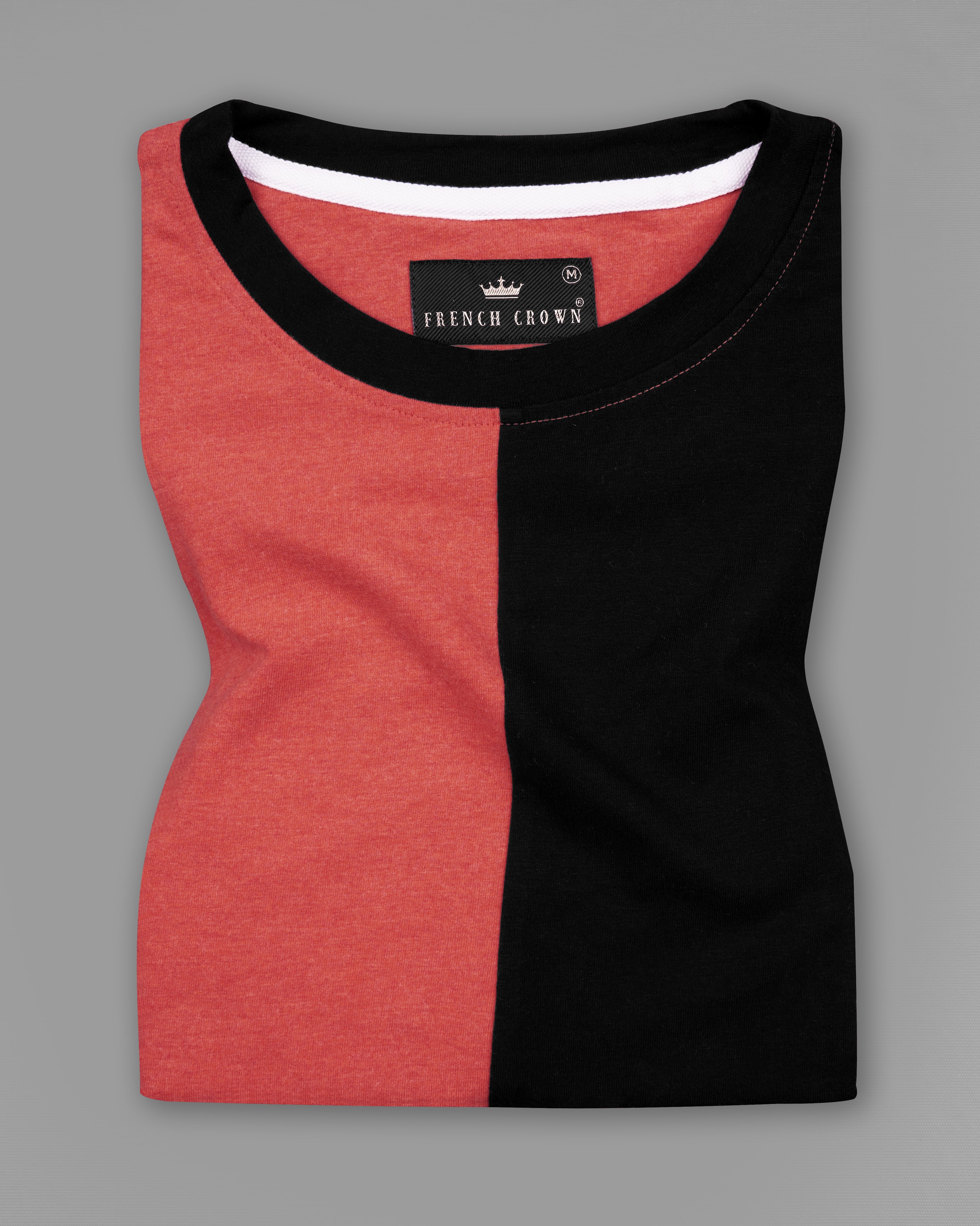 Jade Black and Chestnut Red Premium Cotton T-Shirt TS849-S, TS849-M, TS849-L, TS849-XL, TS849-XXL