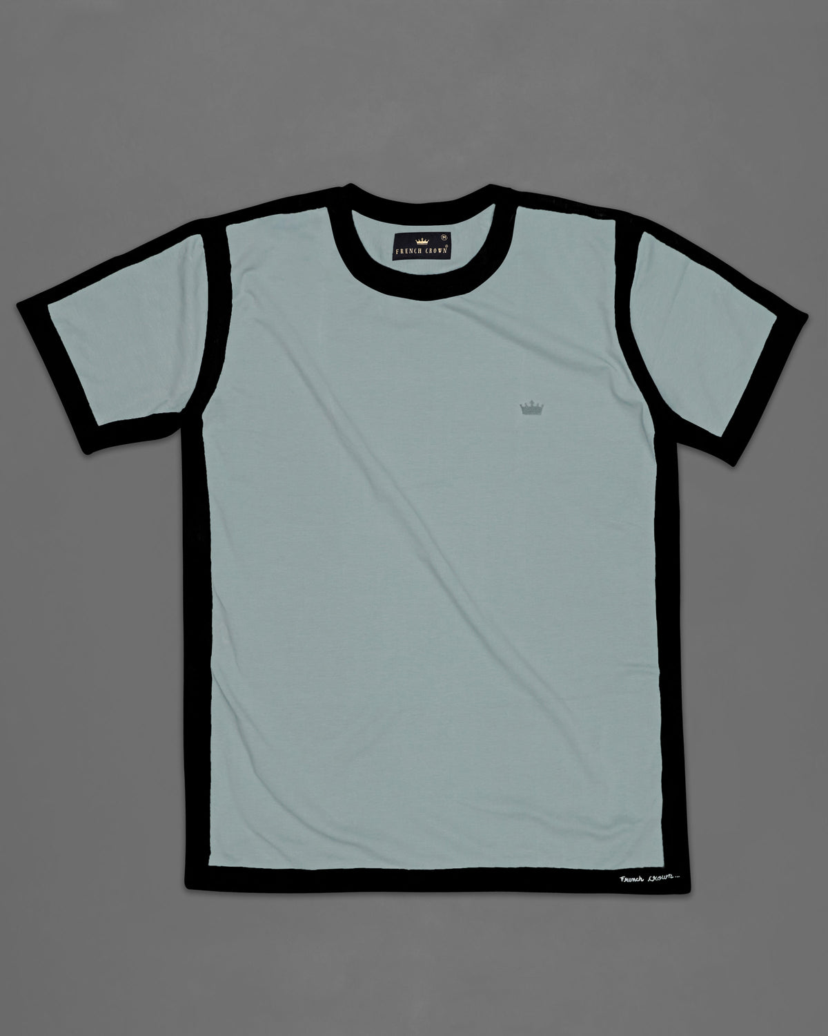 Mountain Mist Green with Black Hand-Painted Organic Cotton T-Shirt TS009-W03-S, TS009-W03-M, TS009-W03-L, TS009-W03-XL, TS009-W03-XXL