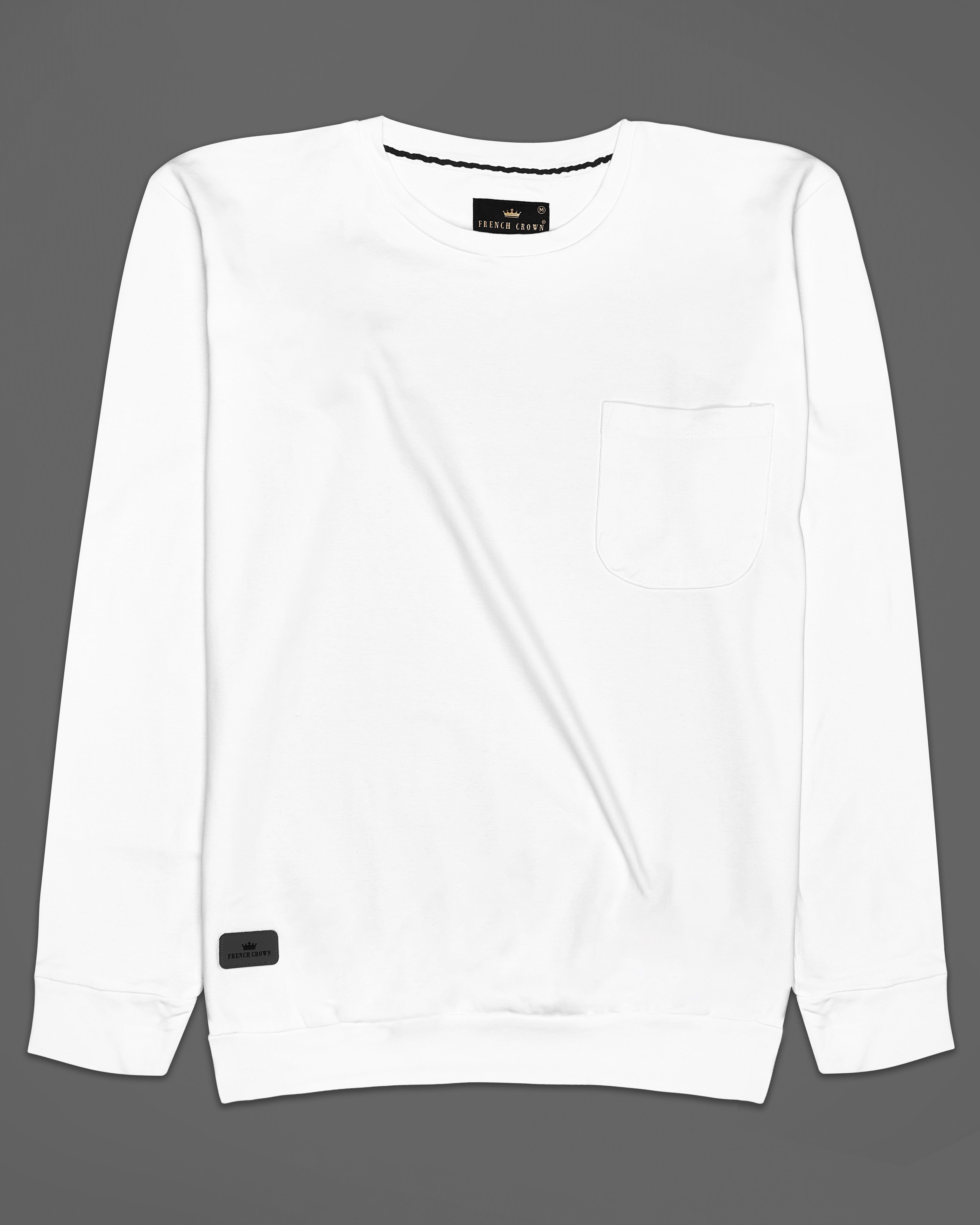 Bright White Full Sleeves Premium Cotton Jersey Sweatshirt TS713-S, TS713-M, TS713-L, TS713-XL, TS713-XXL