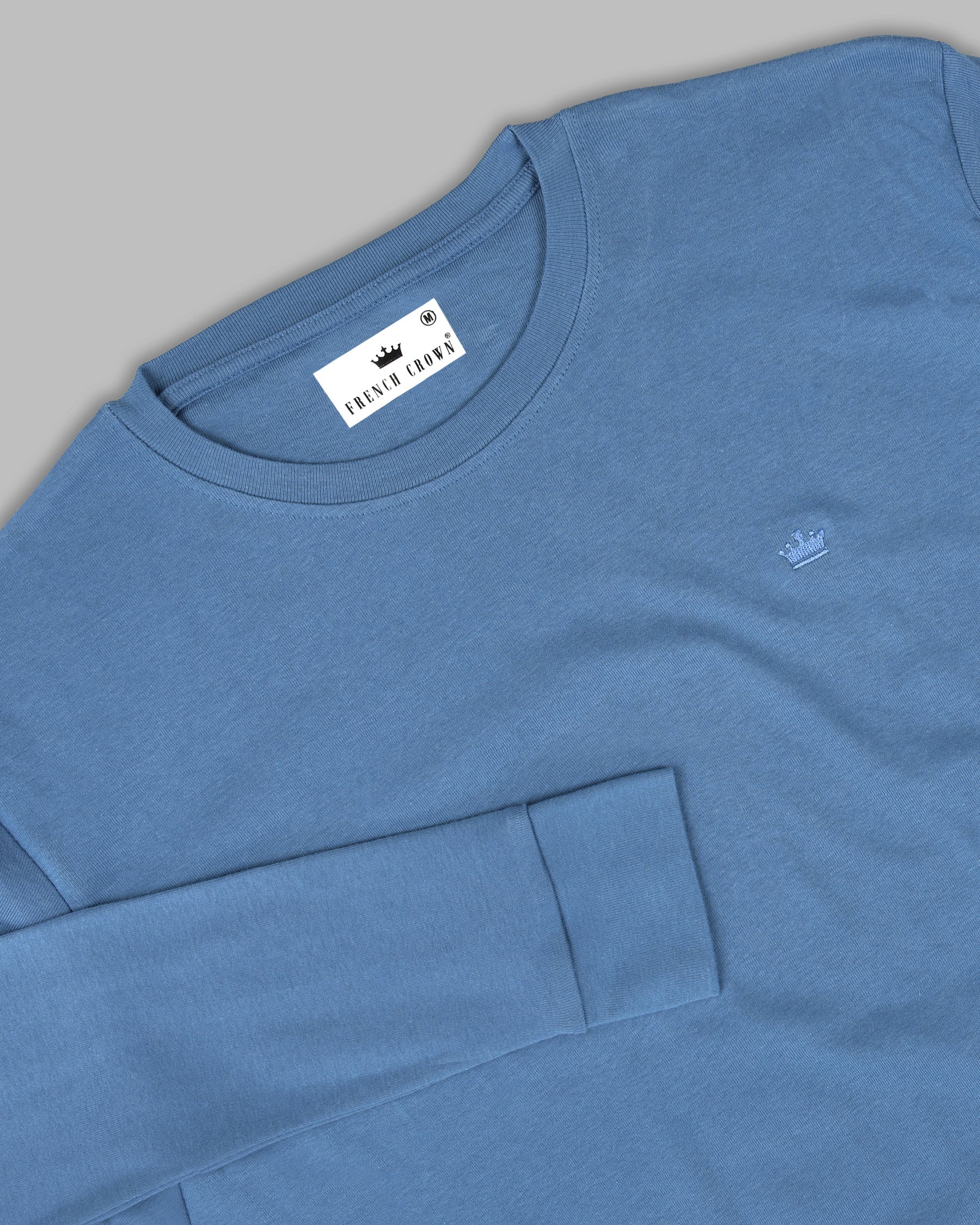 Cornflower Blue Super Soft Premium Cotton Full Sleeve Organic Cotton Brushed Sweatshirt TS129-S, TS129-M, TS129-L, TS129-XL, TS129-XXL