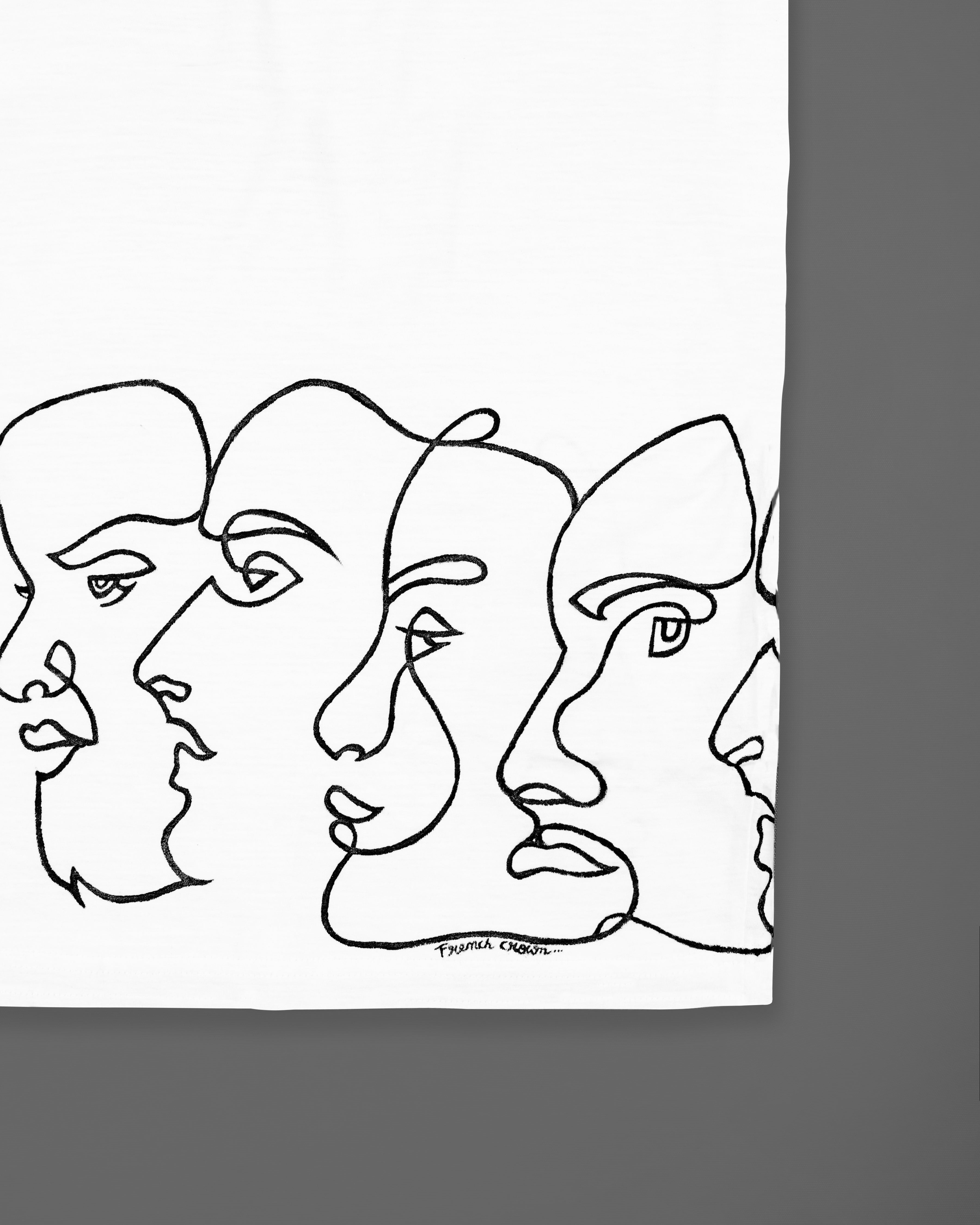 Bright White Multi Face Hand-Painted Organic Cotton T-Shirt TS144-W01-S, TS144-W01-M, TS144-W01-L, TS144-W01-XL, TS144-W01-XXL