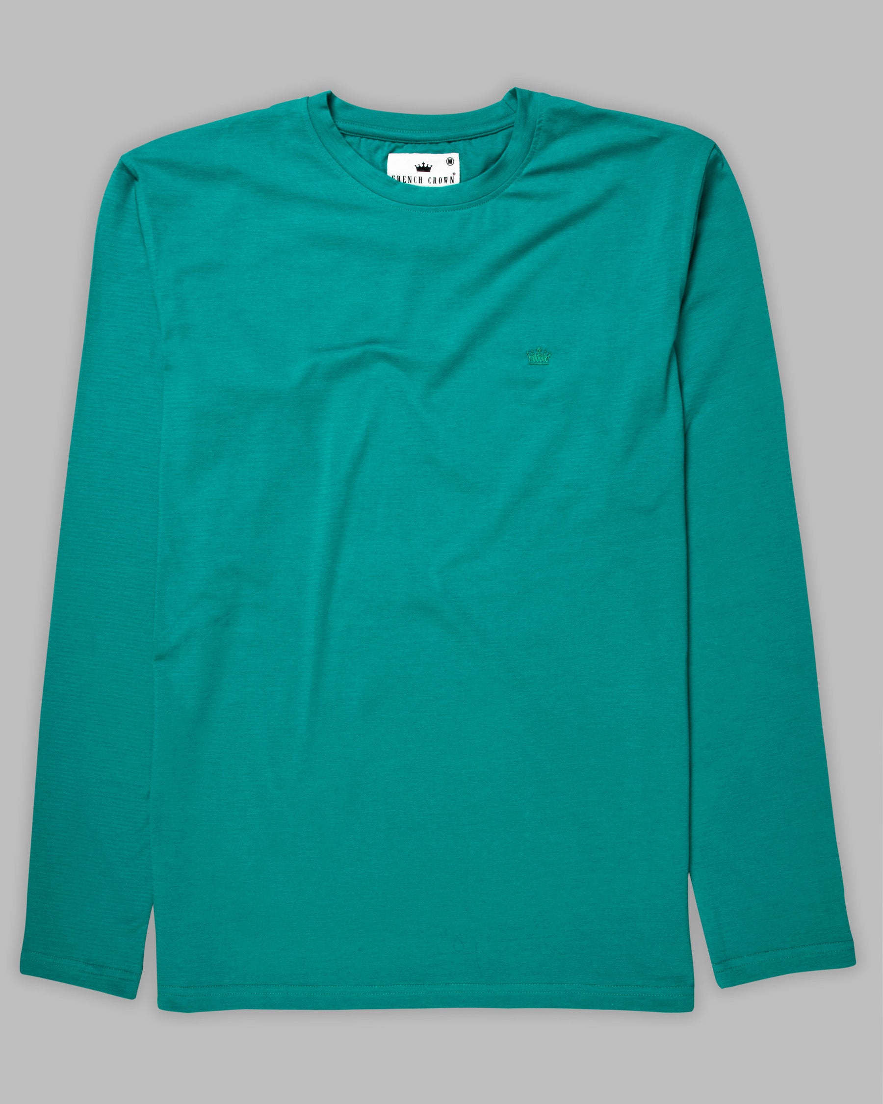 Turquoise Slubbed Full-Sleeve Super soft Supima Organic Cotton Jersey T-shirt TS147-S, TS147-M, TS147-L, TS147-XL, TS147-XXL