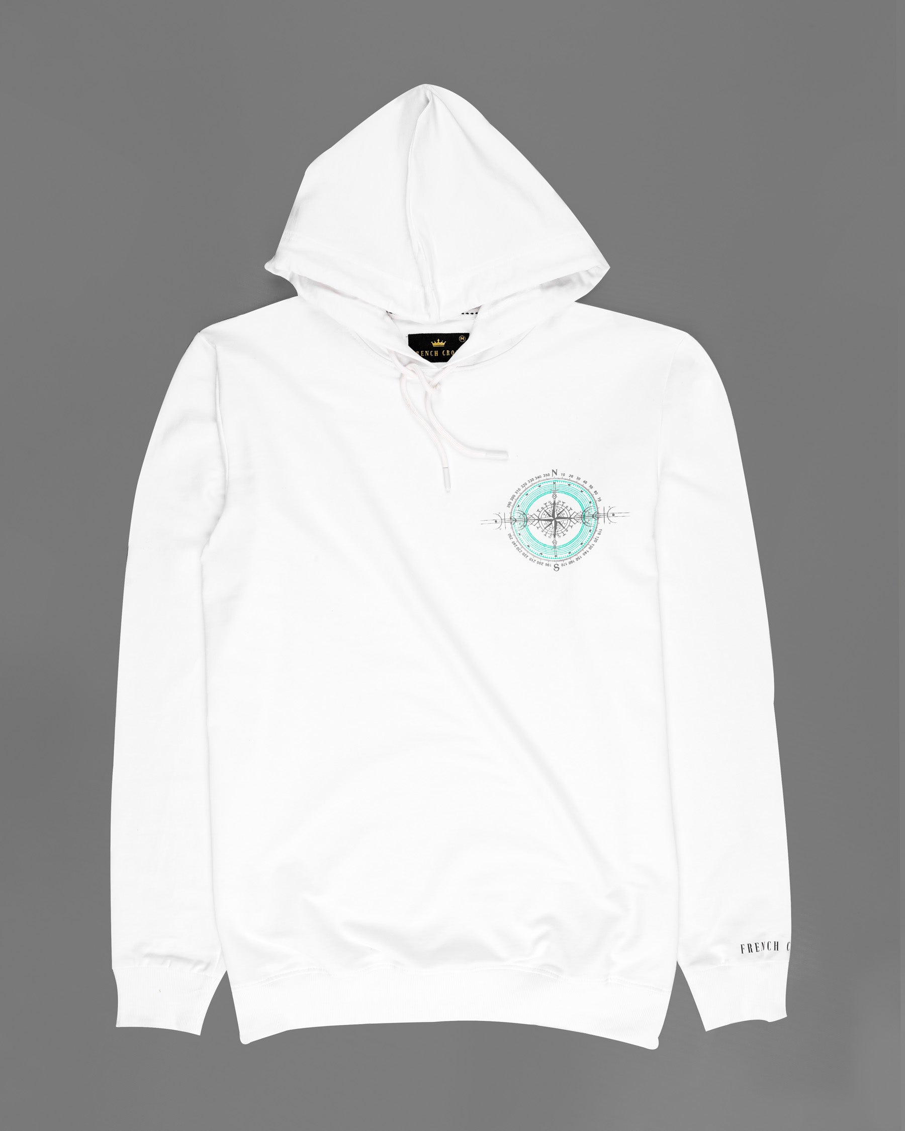 Bright White Compass Printed Hoodie TS575-S, TS575-M, TS575-L, TS575-XL, TS575-XXL