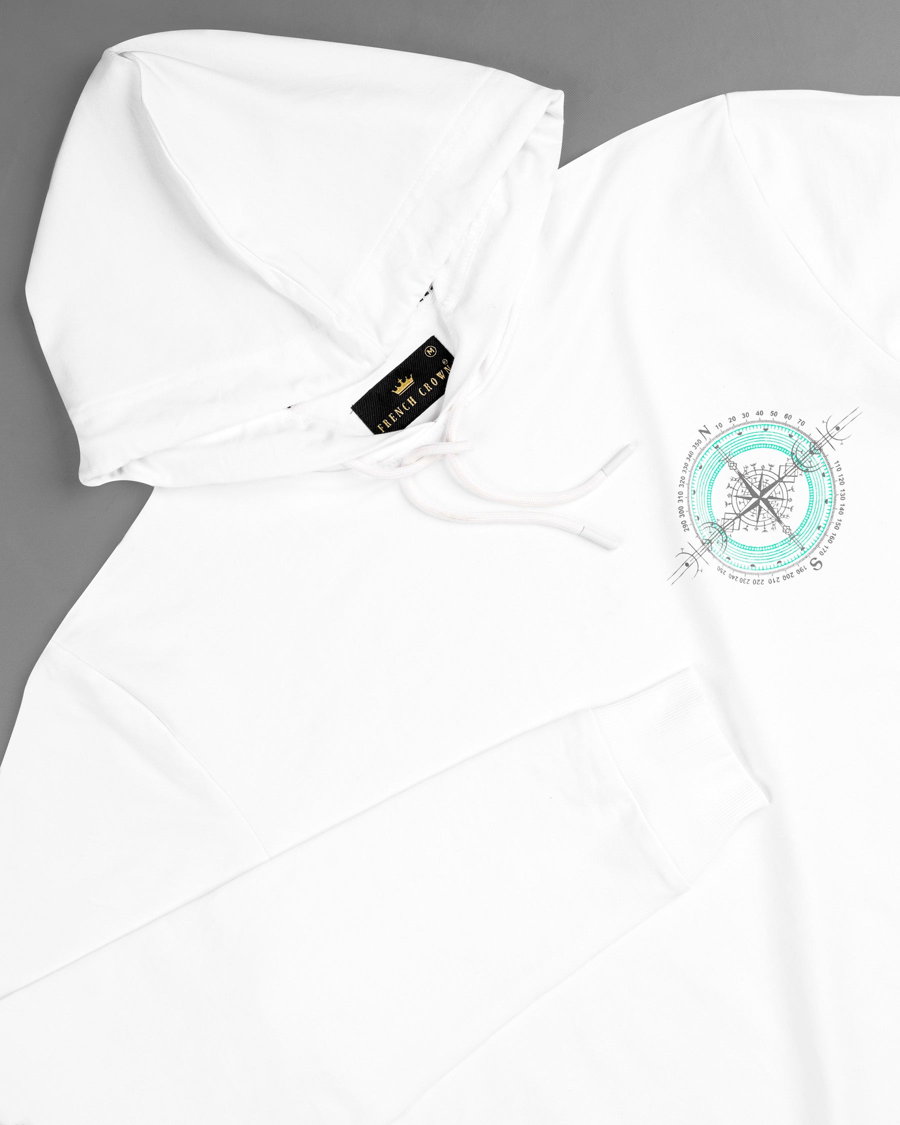 Bright White Compass Printed Hoodie TS575-S, TS575-M, TS575-L, TS575-XL, TS575-XXL