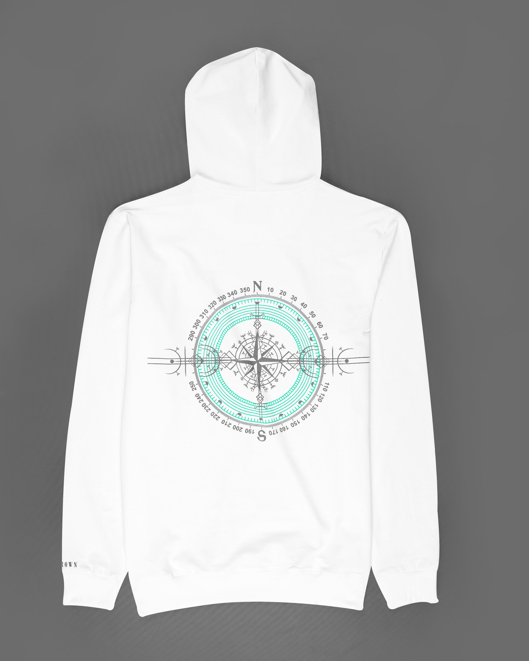Bright White Compass Printed Hoodie TS575-S, TS575-M, TS575-L, TS575-XL, TS575-XXL