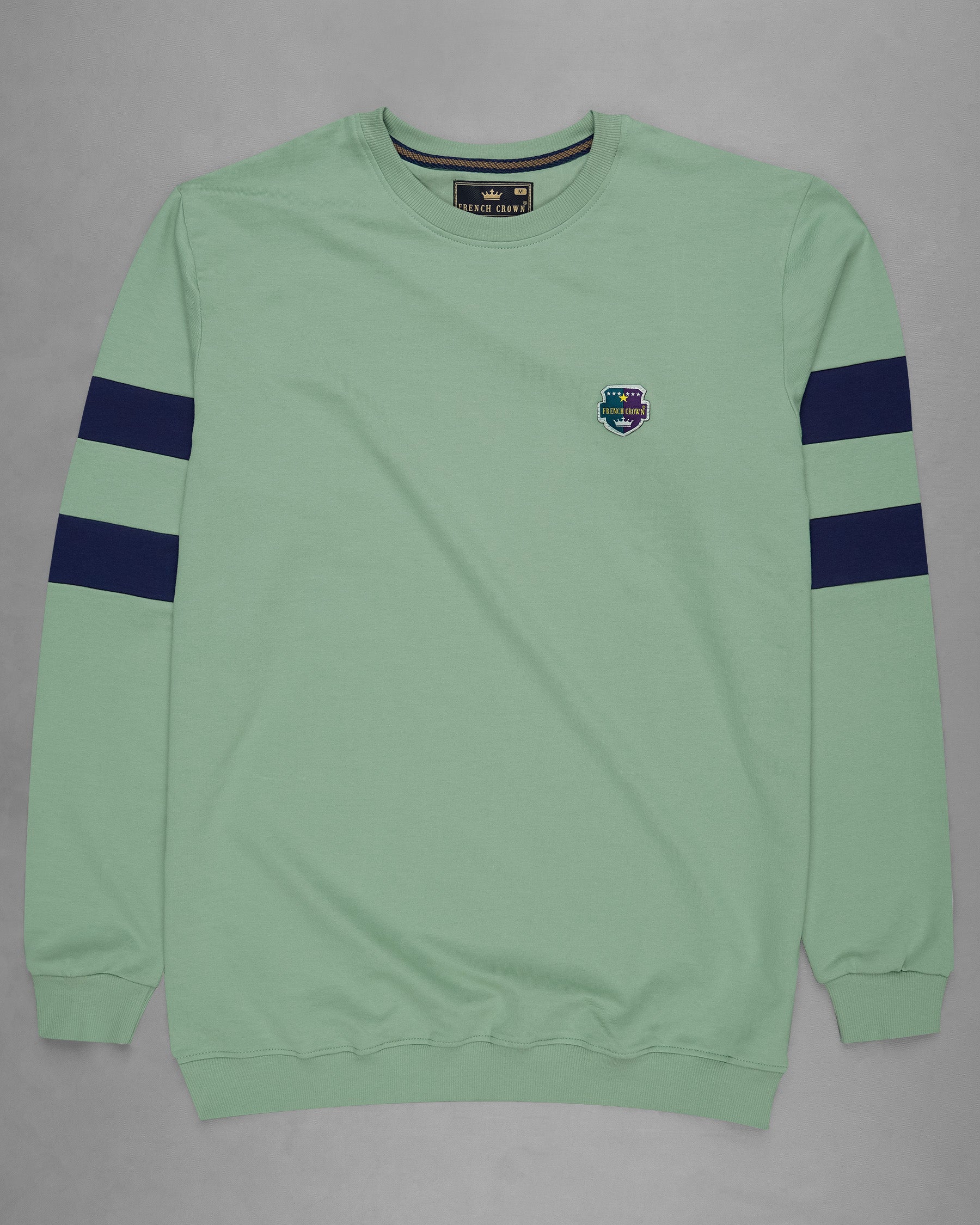 Cascade Green with Navy Blue Patch Worked Sweatshirt TS583-S, TS583-M, TS583-L, TS583-XL, TS583-XXL