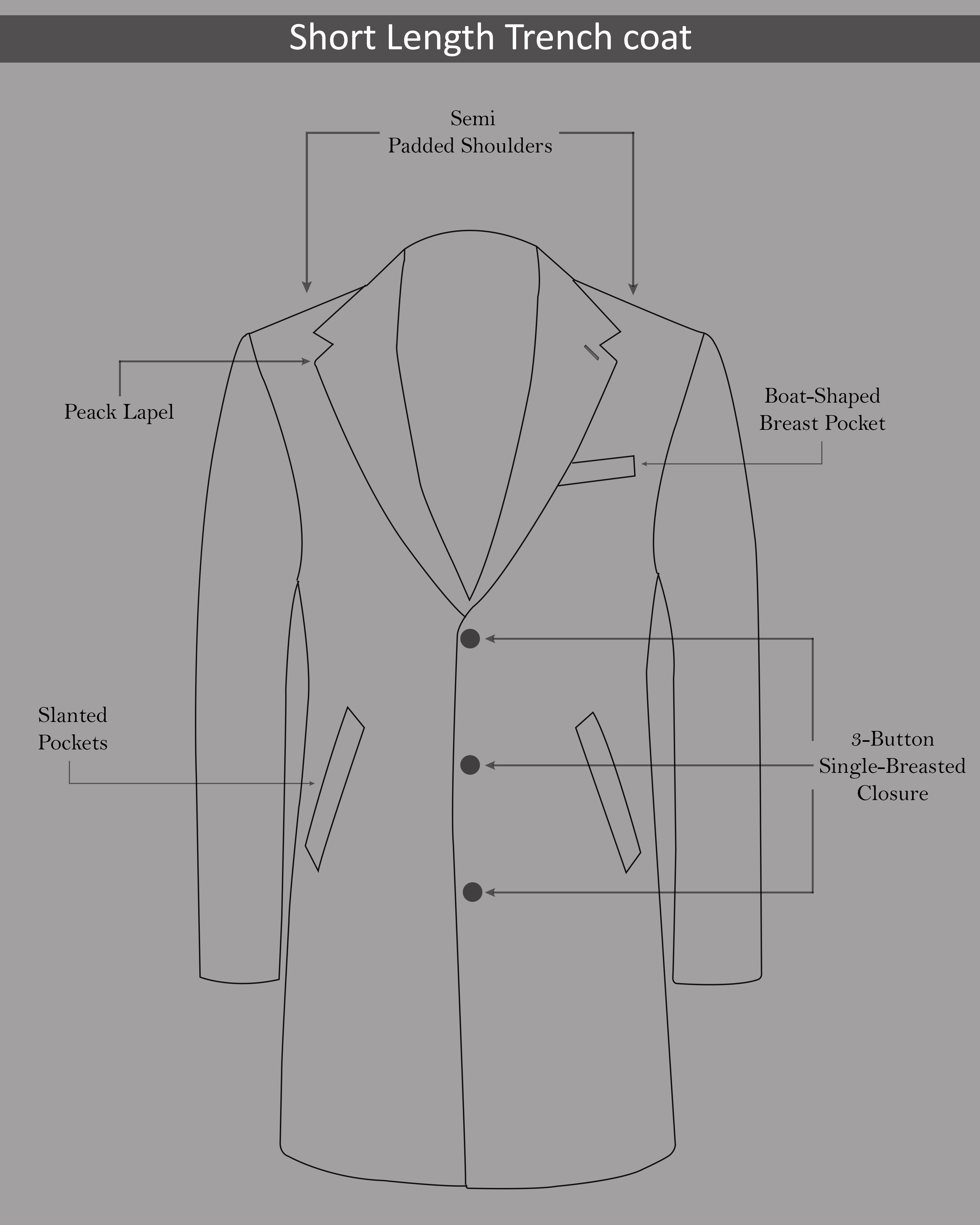 Black and White Houndstooth Windowpane Wool Rich Trench Coat
