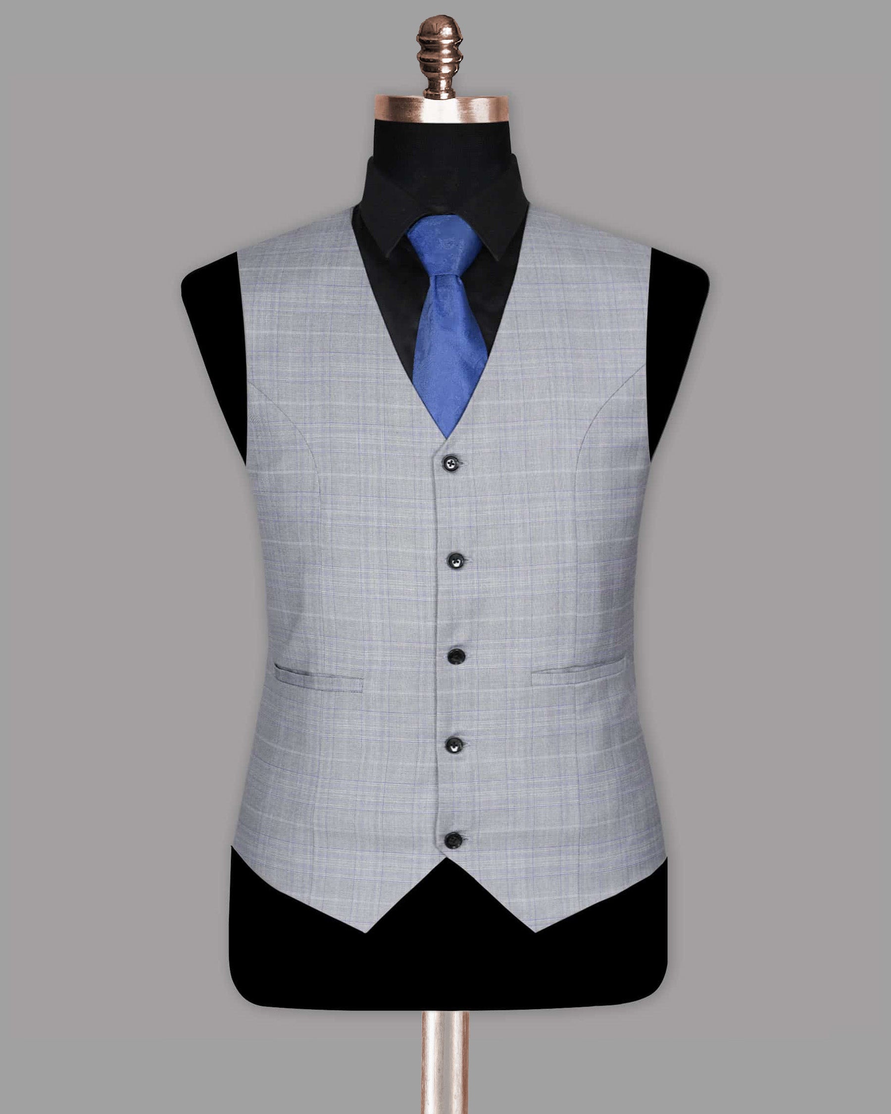 Aluminum Grey with Subtle Purple Checked Waistcoat V1002-52, V1002-60, V1002-36, V1002-40, V1002-42, V1002-54, V1002-56, V1002-58, V1002-38, V1002-44, V1002-46, V1002-48, V1002-50