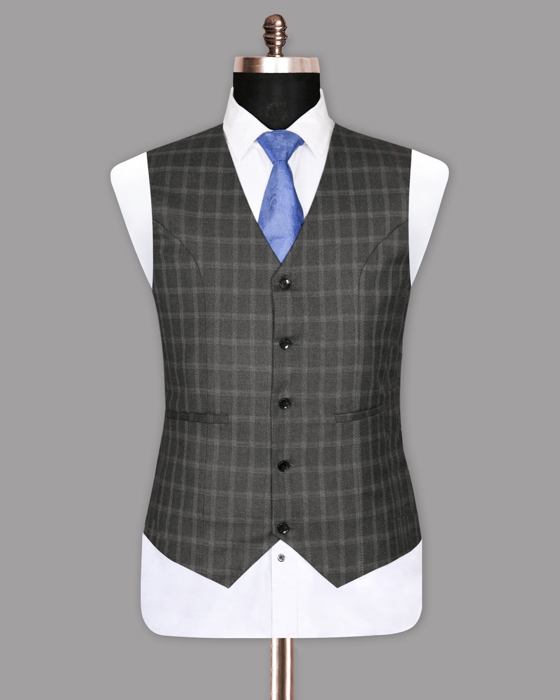 Mortar Grey Tonal Windowpane Waistcoat V1057-54, V1057-58, V1057-36, V1057-38, V1057-40, V1057-42, V1057-44, V1057-46, V1057-48, V1057-50, V1057-52, V1057-56, V1057-60