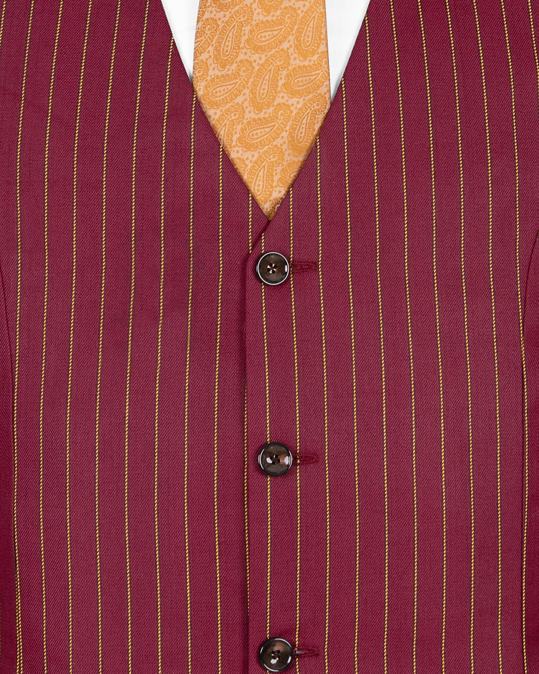 Tosca Red with Cream Can Yellow Striped Woolrich Waistcoat