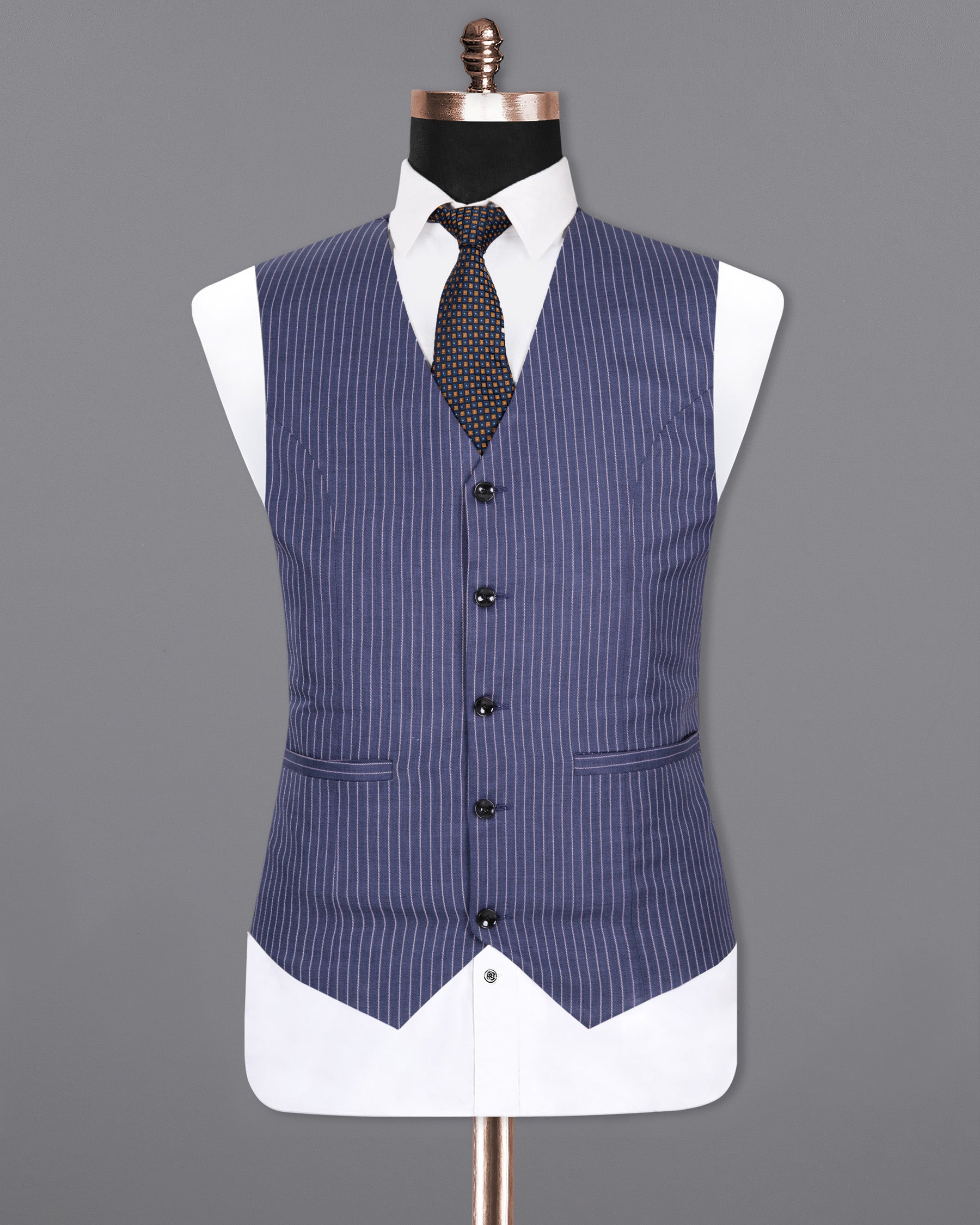 Martinique Blue with Prelude Striped Premium Cotton Waistcoat V1298-36, V1298-38, V1298-40, V1298-42, V1298-44, V1298-46, V1298-48, V1298-50, V1298-52, V1298-54, V1298-56, V1298-58, V1298-60