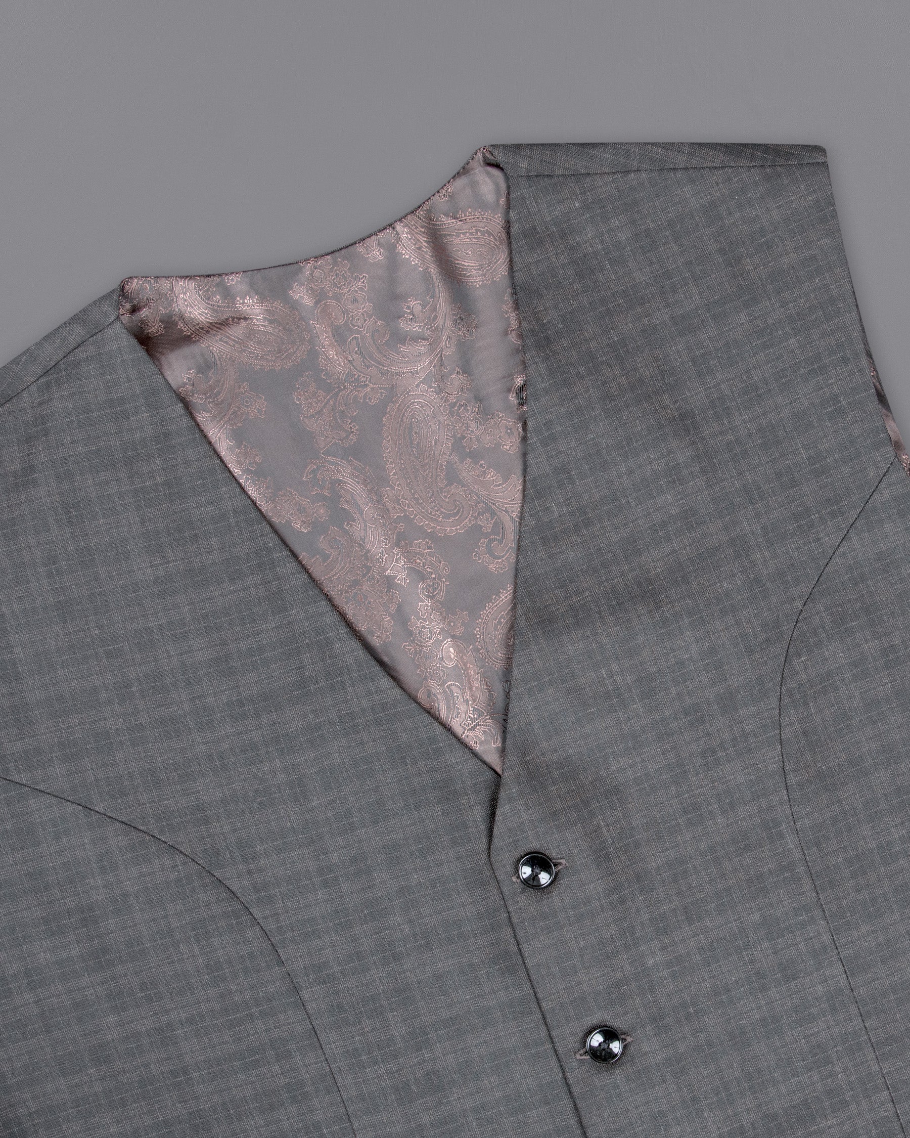 Mid Gray Wool Rich Waistcoat