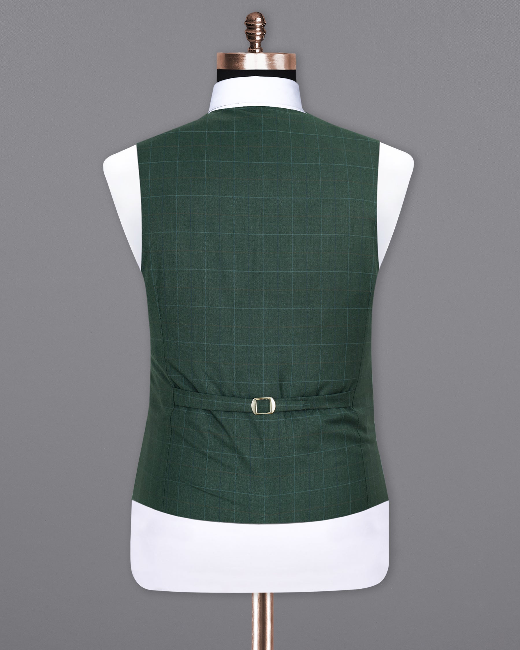 Celtic Green Double-Breasted Windowpane Wool Rich Waistcoat