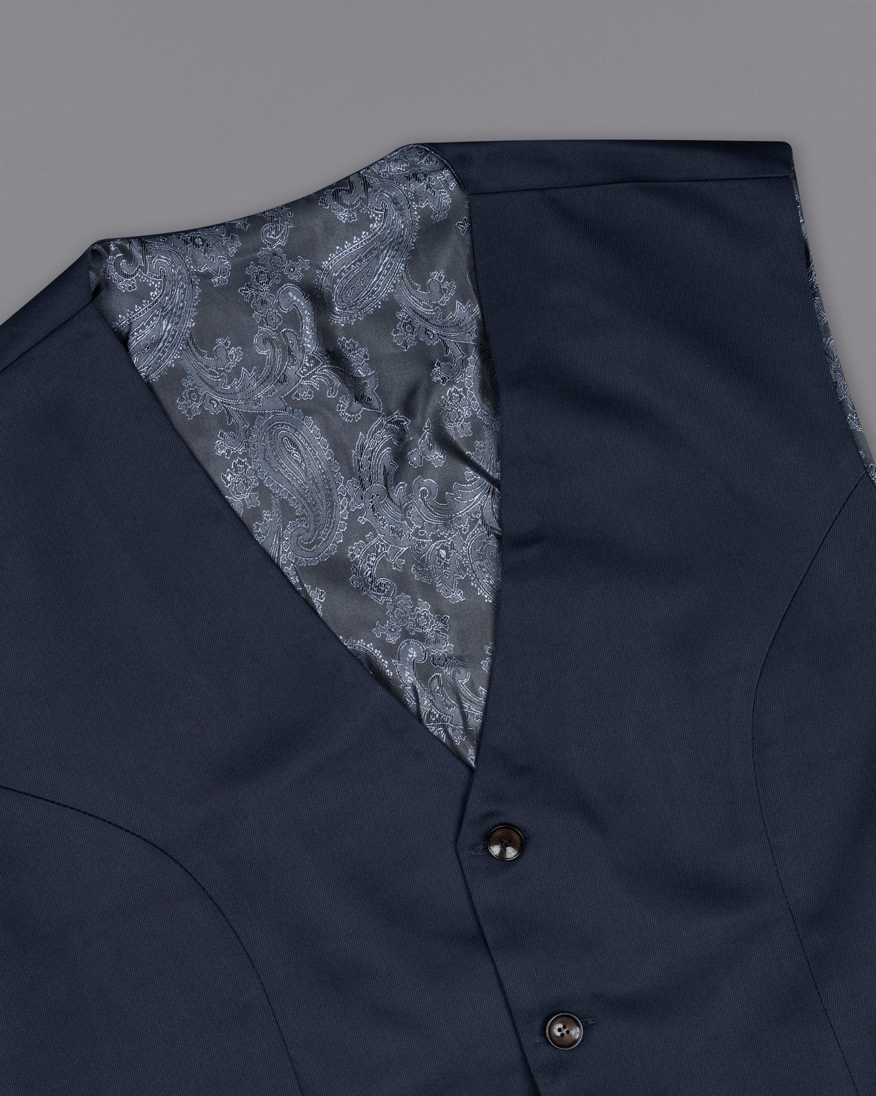 Tuna Blue Wool Rich Waistcoat