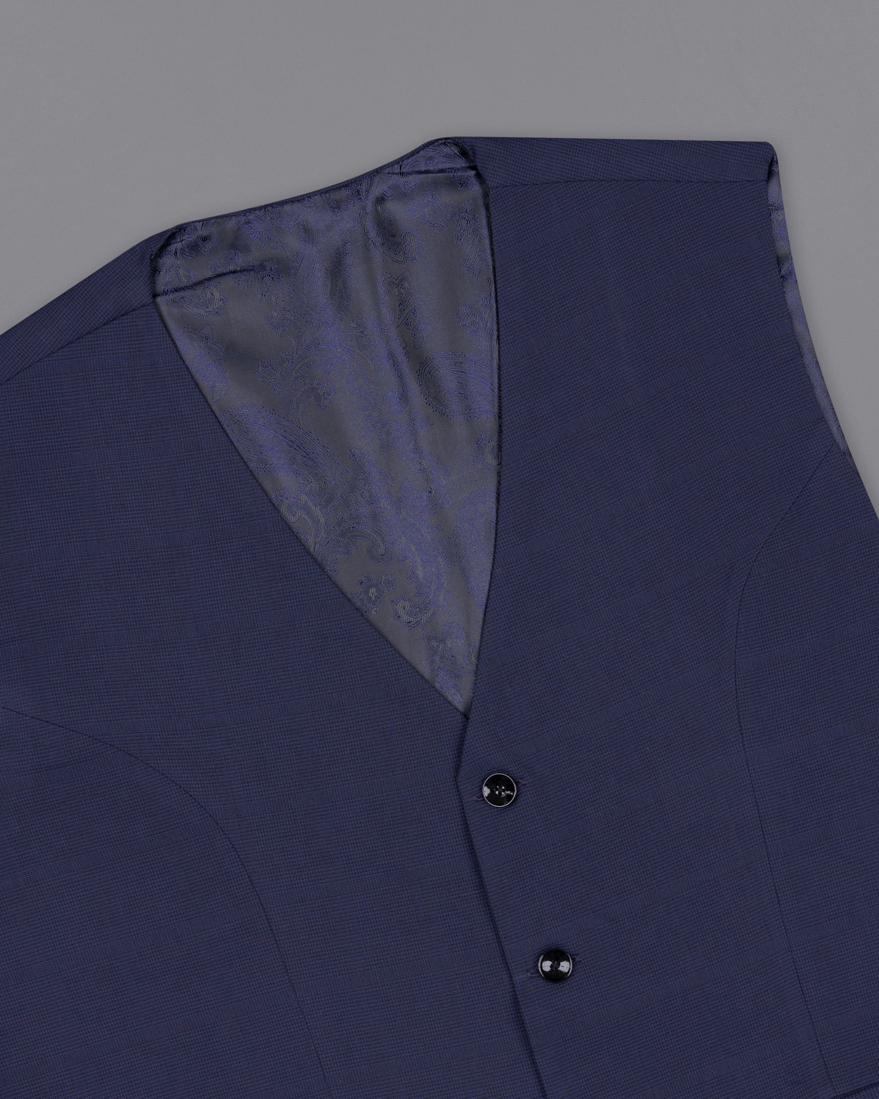 Valhalla Blue subtle plaid Wool Rich Waistcoat V1446-36, V1446-38, V1446-40, V1446-42, V1446-44, V1446-46, V1446-48, V1446-50, V1446-52, V1446-54, V1446-56, V1446-58, V1446-60