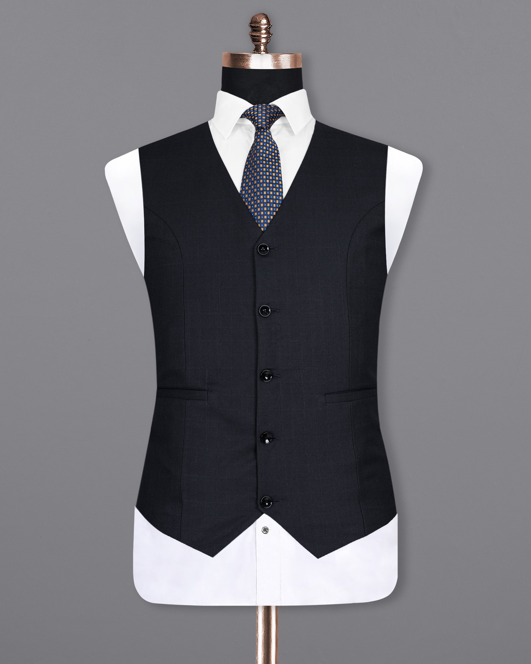 Mirage Black Subtle windowpane Wool Rich Waistcoat V1462-36, V1462-38, V1462-40, V1462-42, V1462-44, V1462-46, V1462-48, V1462-50, V1462-52, V1462-54, V1462-56, V1462-58, V1462-60
