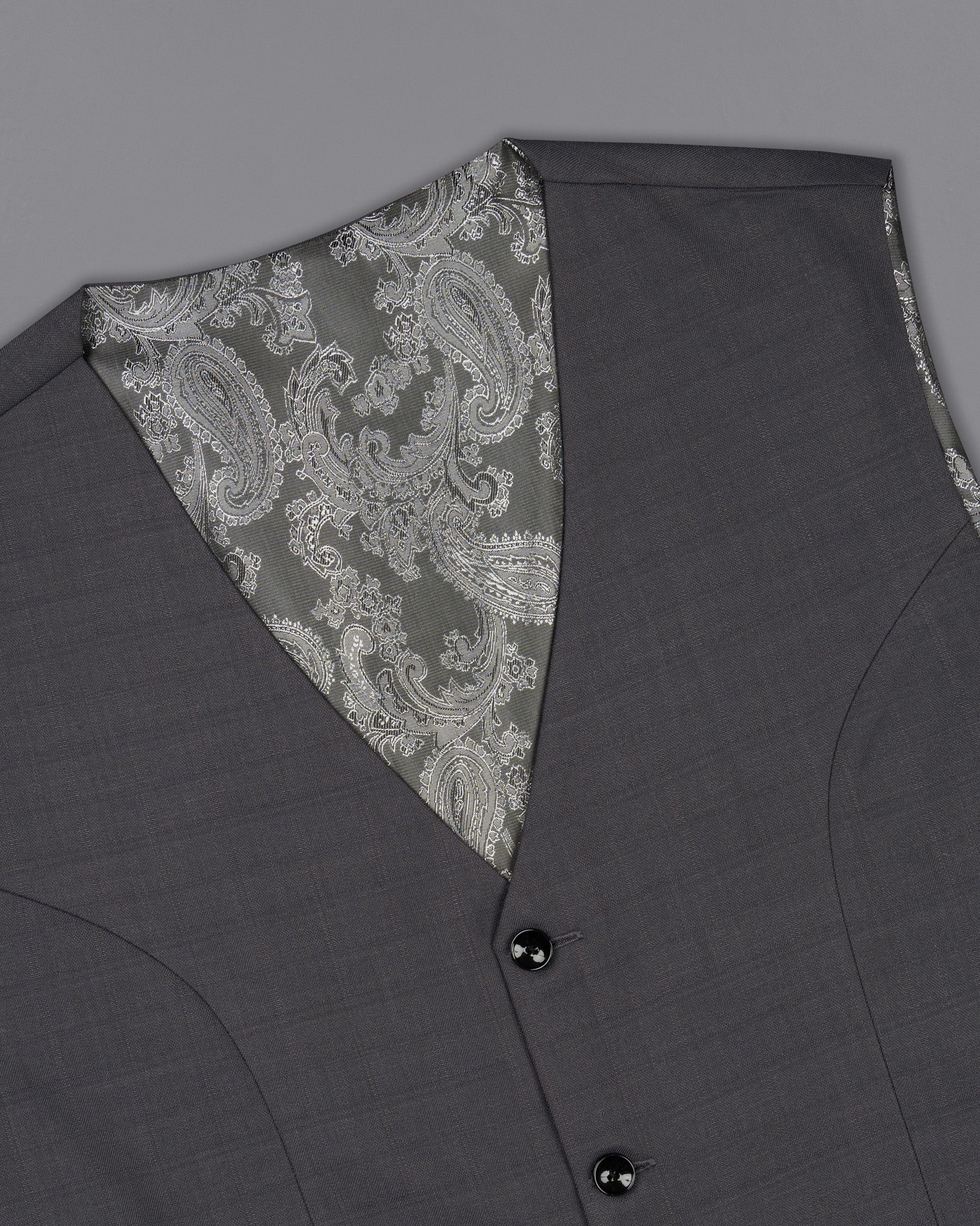 Mulled grey subtle Plaid Wool Rich Waistcoat V1479-36, V1479-38, V1479-40, V1479-42, V1479-44, V1479-46, V1479-48, V1479-50, V1479-52, V1479-54, V1479-56, V1479-58, V1479-60