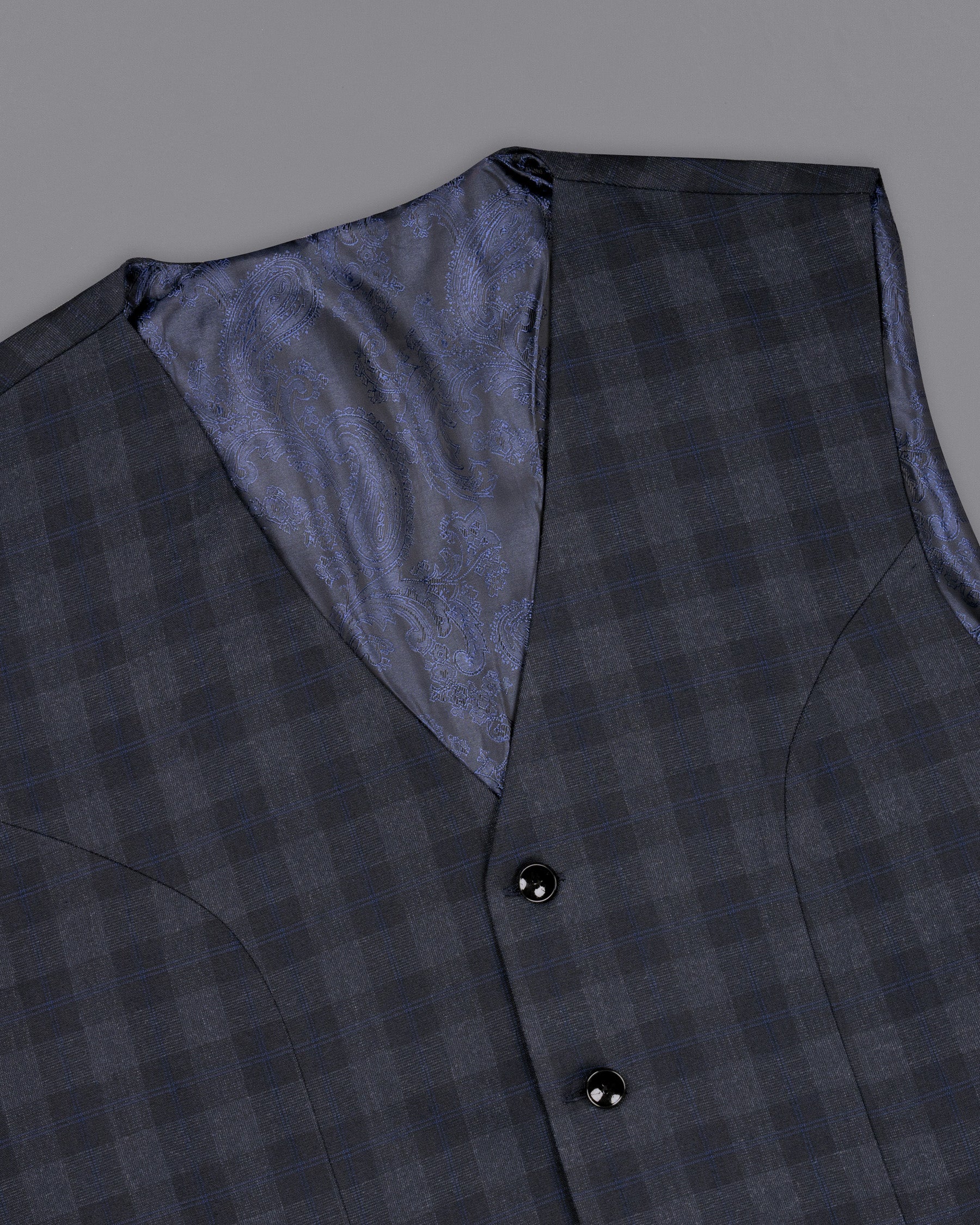Bastille Grey Plaid Wool Rich Waistcoat V1498-36, V1498-38, V1498-40, V1498-42, V1498-44, V1498-46, V1498-48, V1498-50, V1498-52, V1498-54, V1498-56, V1498-58, V1498-60