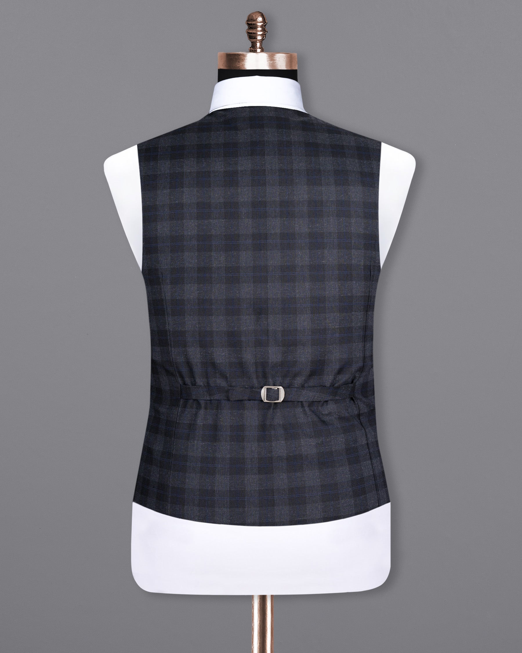 Bastille Grey Plaid Wool Rich Waistcoat V1498-36, V1498-38, V1498-40, V1498-42, V1498-44, V1498-46, V1498-48, V1498-50, V1498-52, V1498-54, V1498-56, V1498-58, V1498-60
