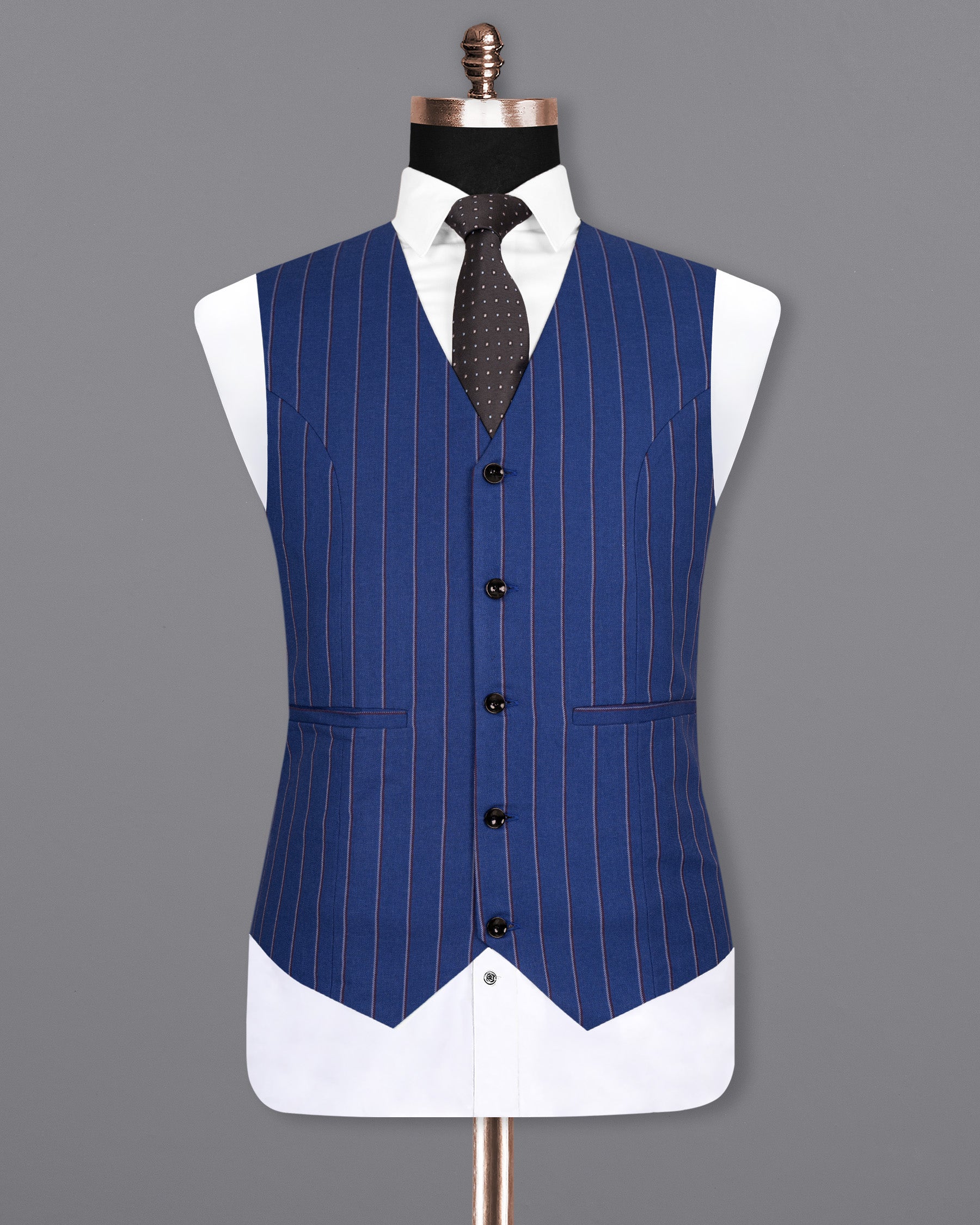 Bahama Blue Striped Woolrich Waistcoat V1521-36, V1521-38, V1521-40, V1521-42, V1521-44, V1521-46, V1521-48, V1521-50, V1521-52, V1521-54, V1521-56, V1521-58, V1521-60