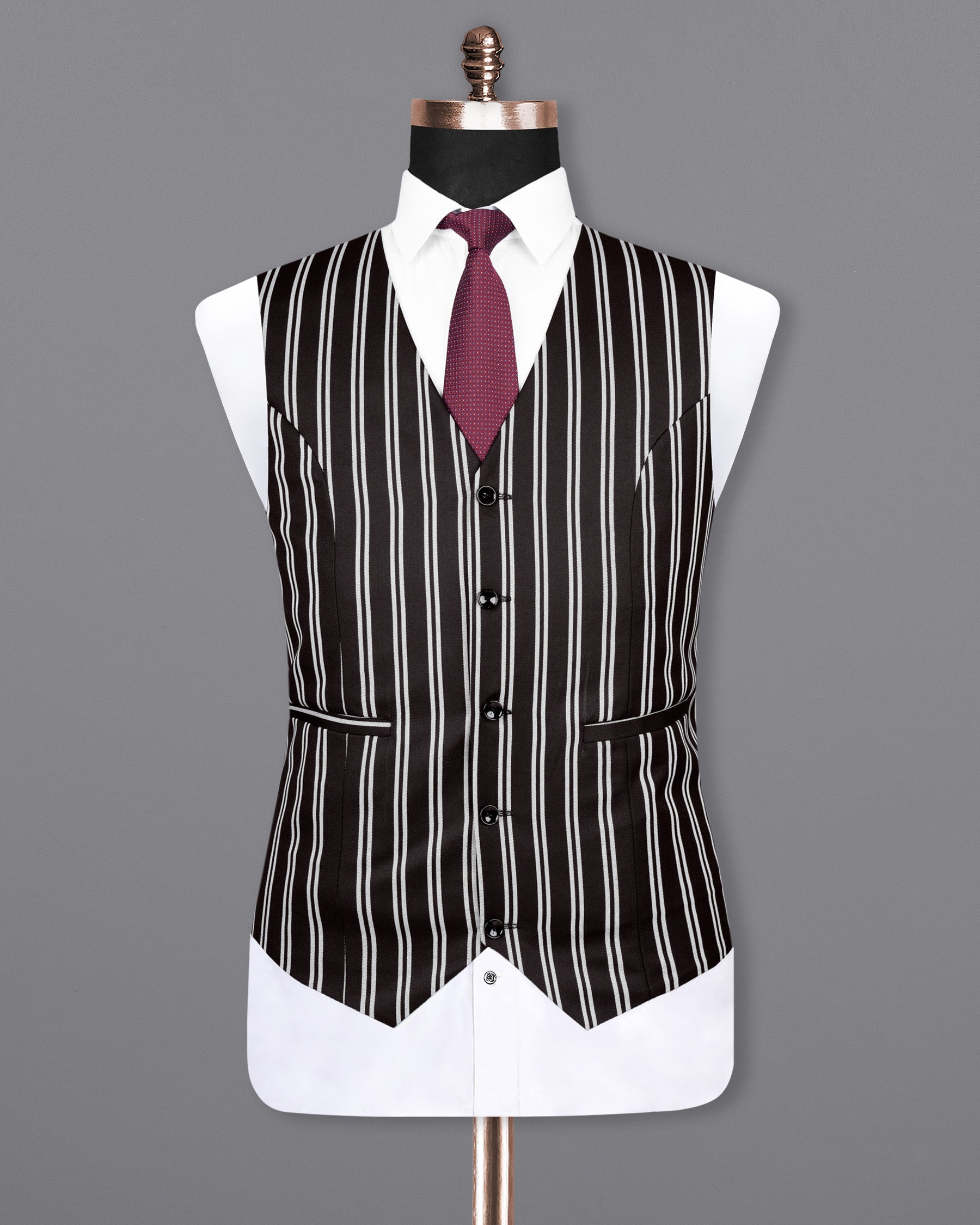 Jade Black Striped Wool Rich Waistcoat V1570-36, V1570-38, V1570-40, V1570-42, V1570-44, V1570-46, V1570-48, V1570-50, V1570-52, V1570-54, V1570-56, V1570-58, V1570-60