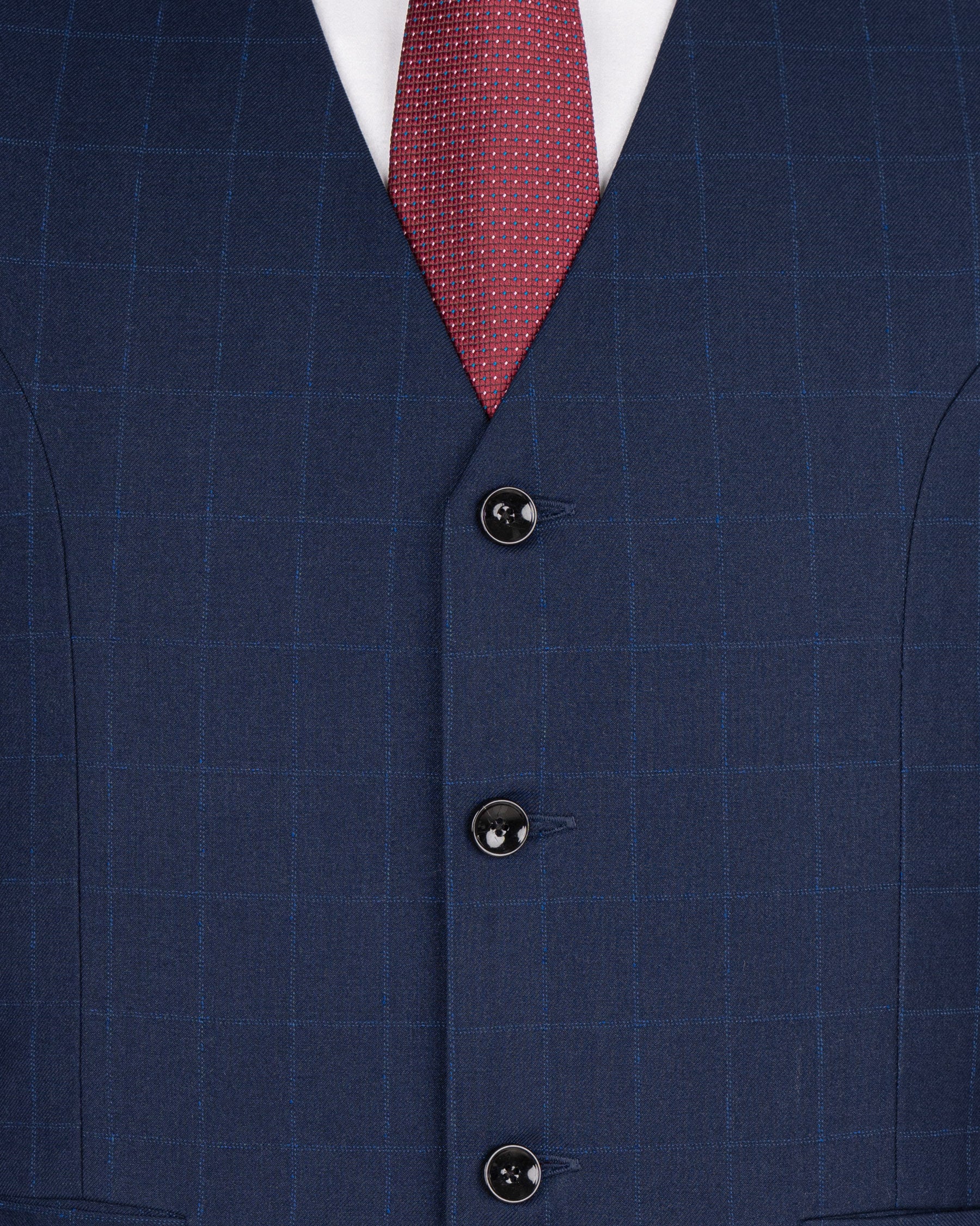 Big Stone Blue Super fine Subtle Checkered Wool Rich Waistcoat V1606-36, V1606-38, V1606-40, V1606-42, V1606-44, V1606-46, V1606-48, V1606-50, V1606-52, V1606-54, V1606-56, V1606-58, V1606-60