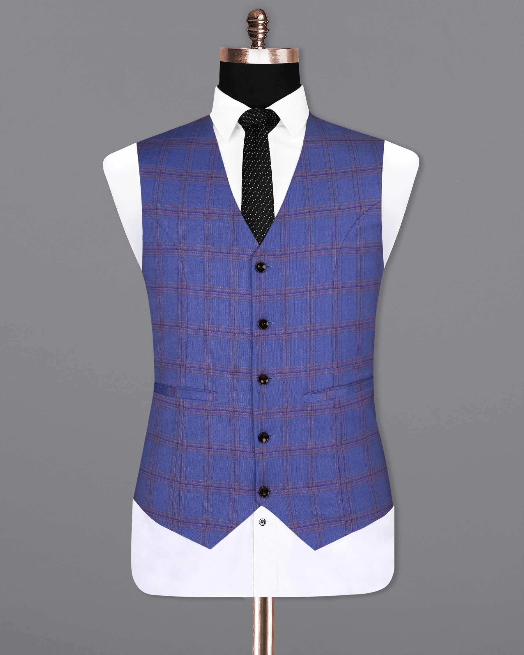 East Bay Blue Super fine Windowpane Wool Rich Waistcoat V1612-36, V1612-38, V1612-40, V1612-42, V1612-44, V1612-46, V1612-48, V1612-50, V1612-52, V1612-54, V1612-56, V1612-58, V1612-60