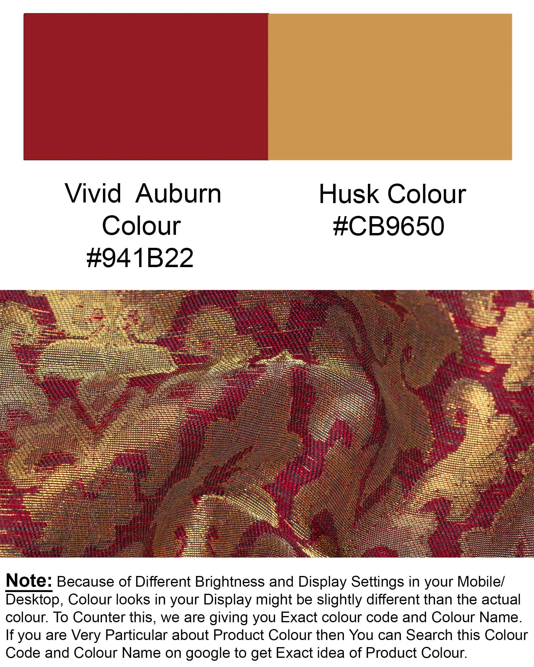 Vivid Auburm and Golden Jacquard Textured Waistcoat V1679-36, V1679-38, V1679-40, V1679-42, V1679-44, V1679-46, V1679-48, V1679-50, V1679-52, V1679-54, V1679-56, V1679-58, V1679-60
