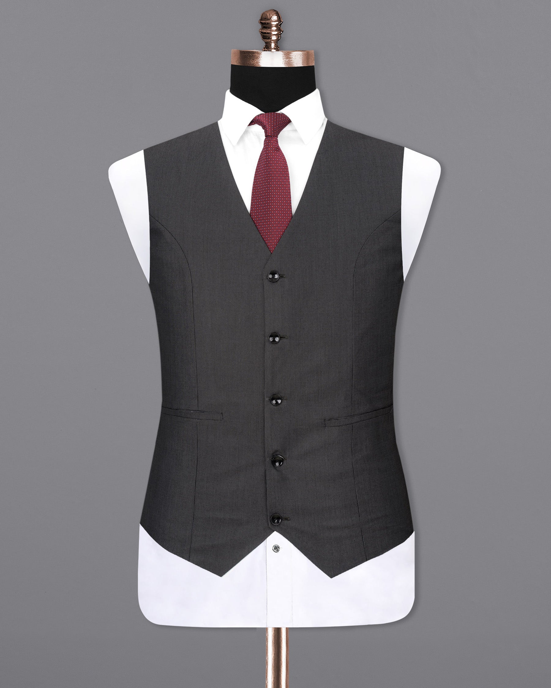 Dark Grey Dots Textured Waistcoat