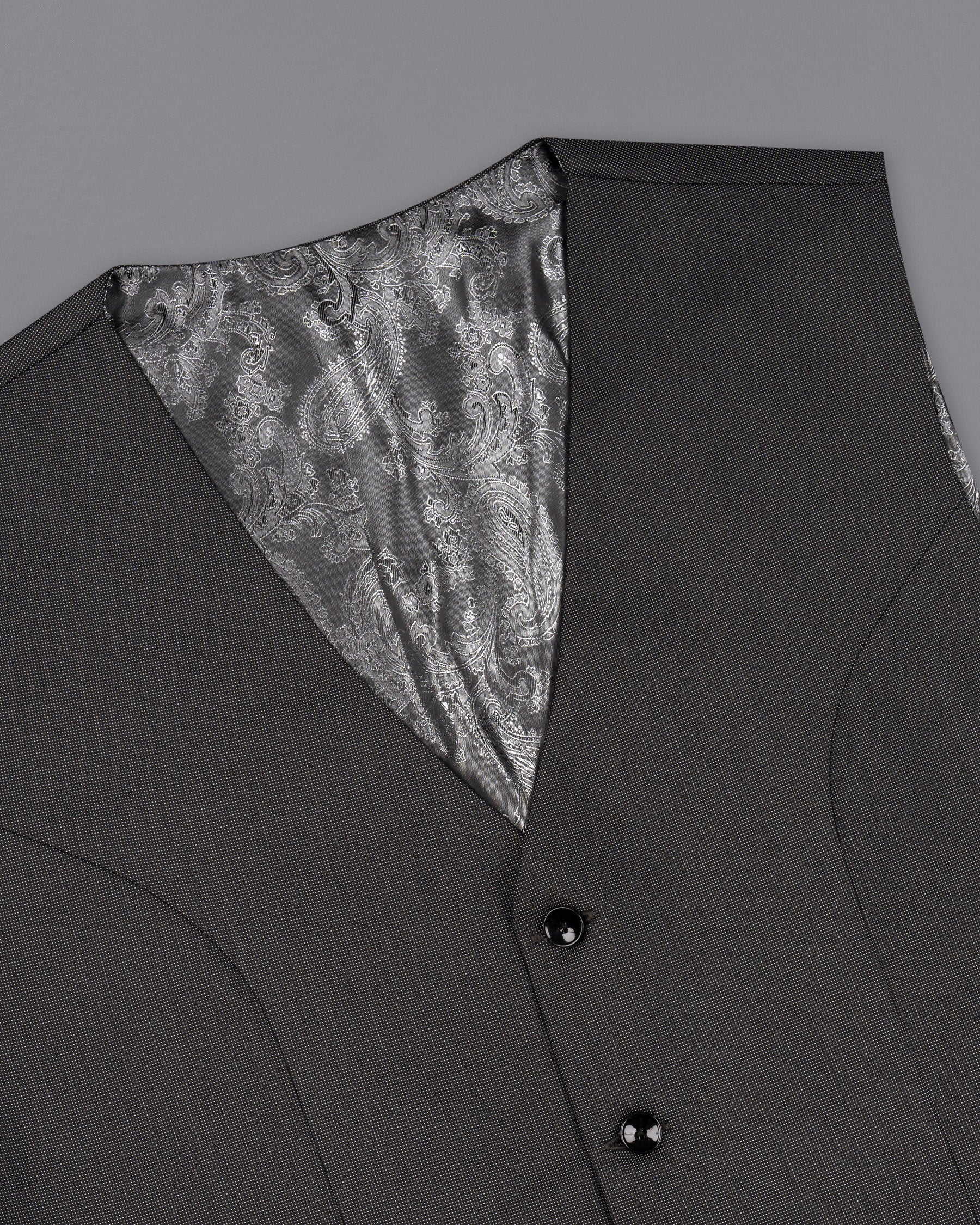 Dark Grey Dots Textured Waistcoat