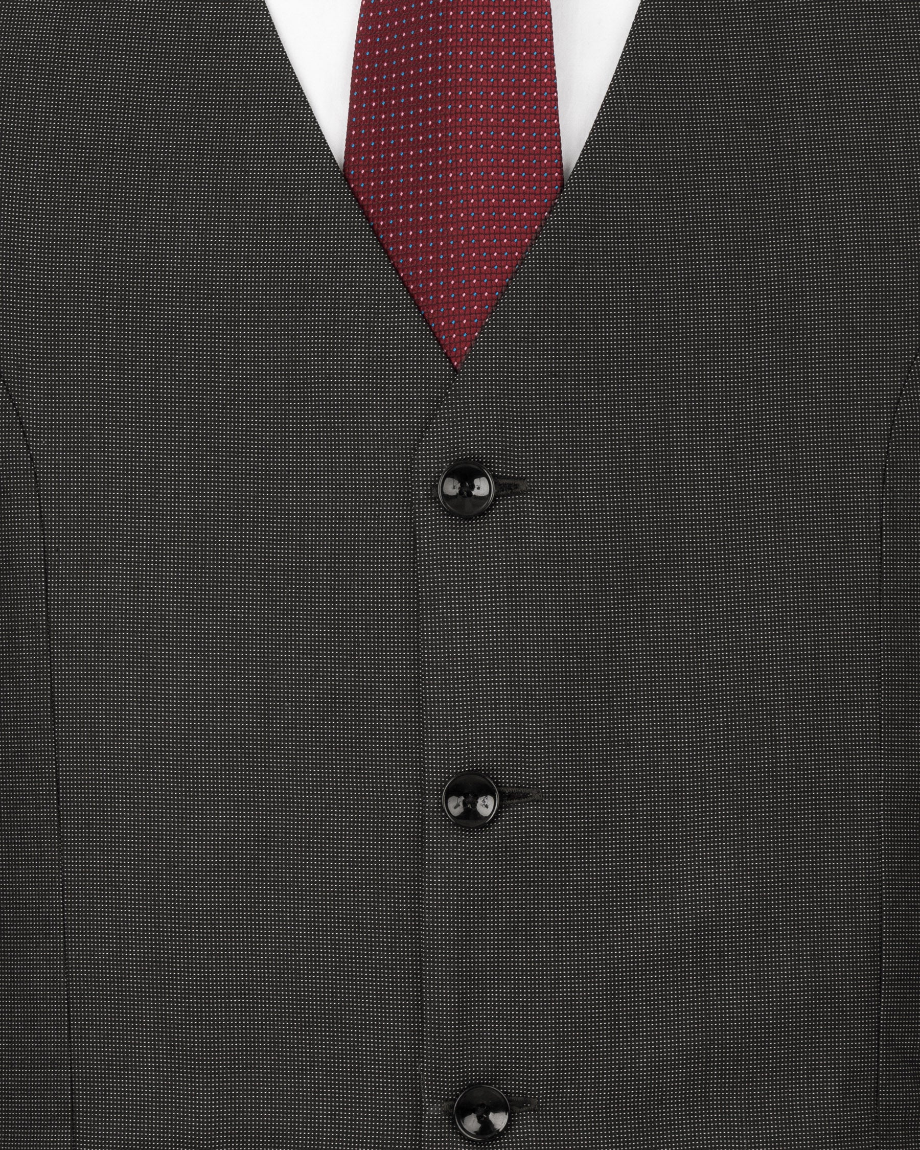 Dark Grey Dots Textured Waistcoat