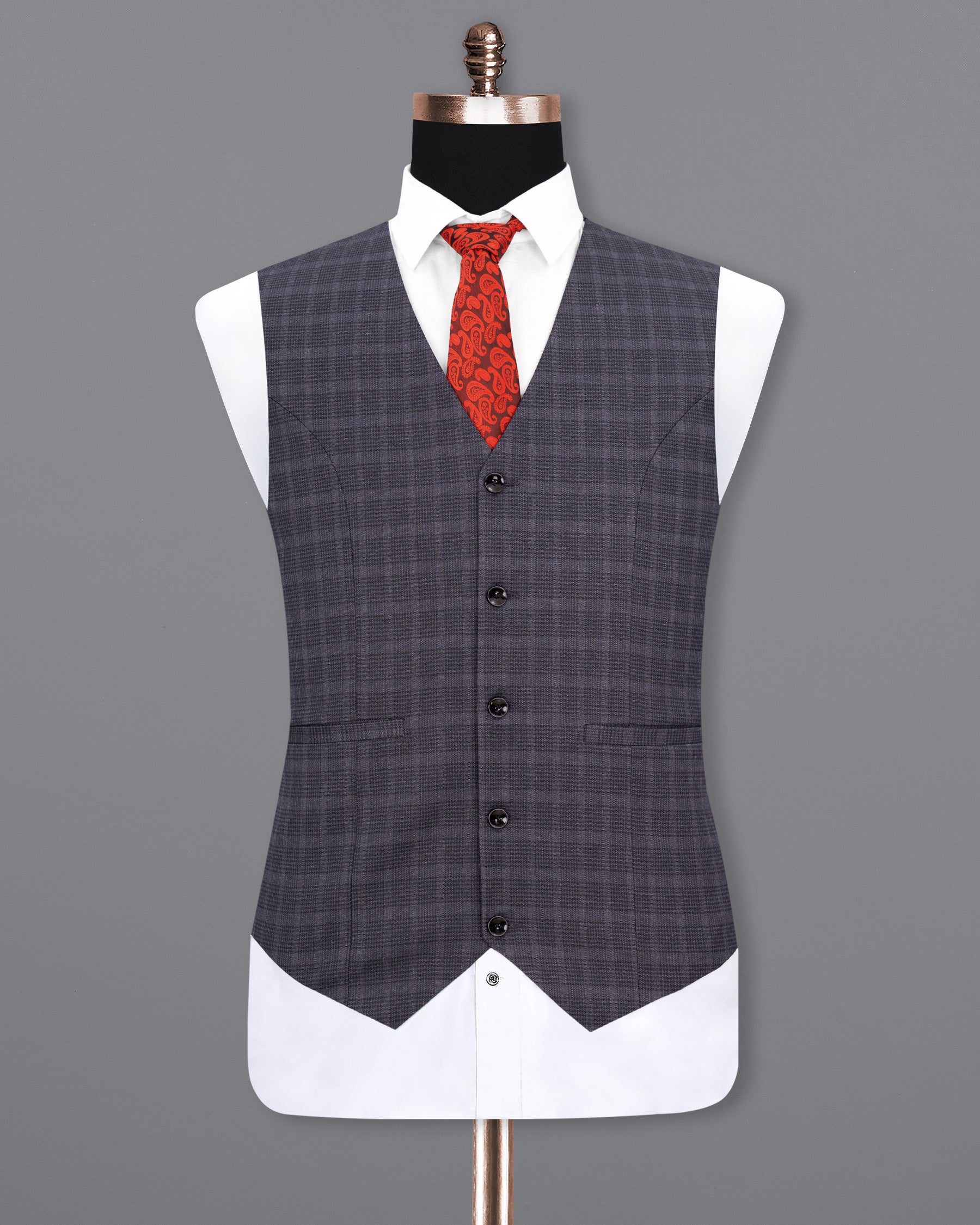 Gravel Gray Plaid Waistcoat V1851-36, V1851-38, V1851-40, V1851-42, V1851-44, V1851-46, V1851-48, V1851-50, V1851-52, V1851-54, V1851-56, V1851-58, V1851-60