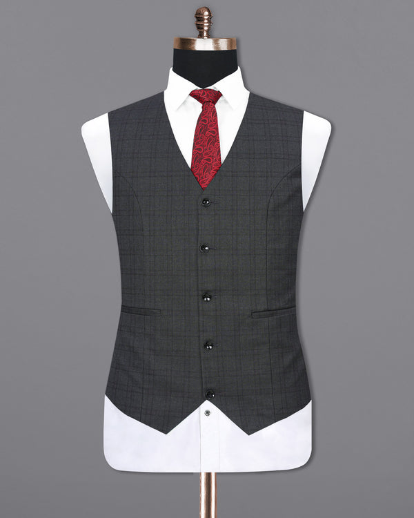Gravel Gray Plaid Waistcoat V1887-36, V1887-38, V1887-40, V1887-42, V1887-44, V1887-46, V1887-48, V1887-50, V1887-52, V1887-54, V1887-56, V1887-58, V1887-60