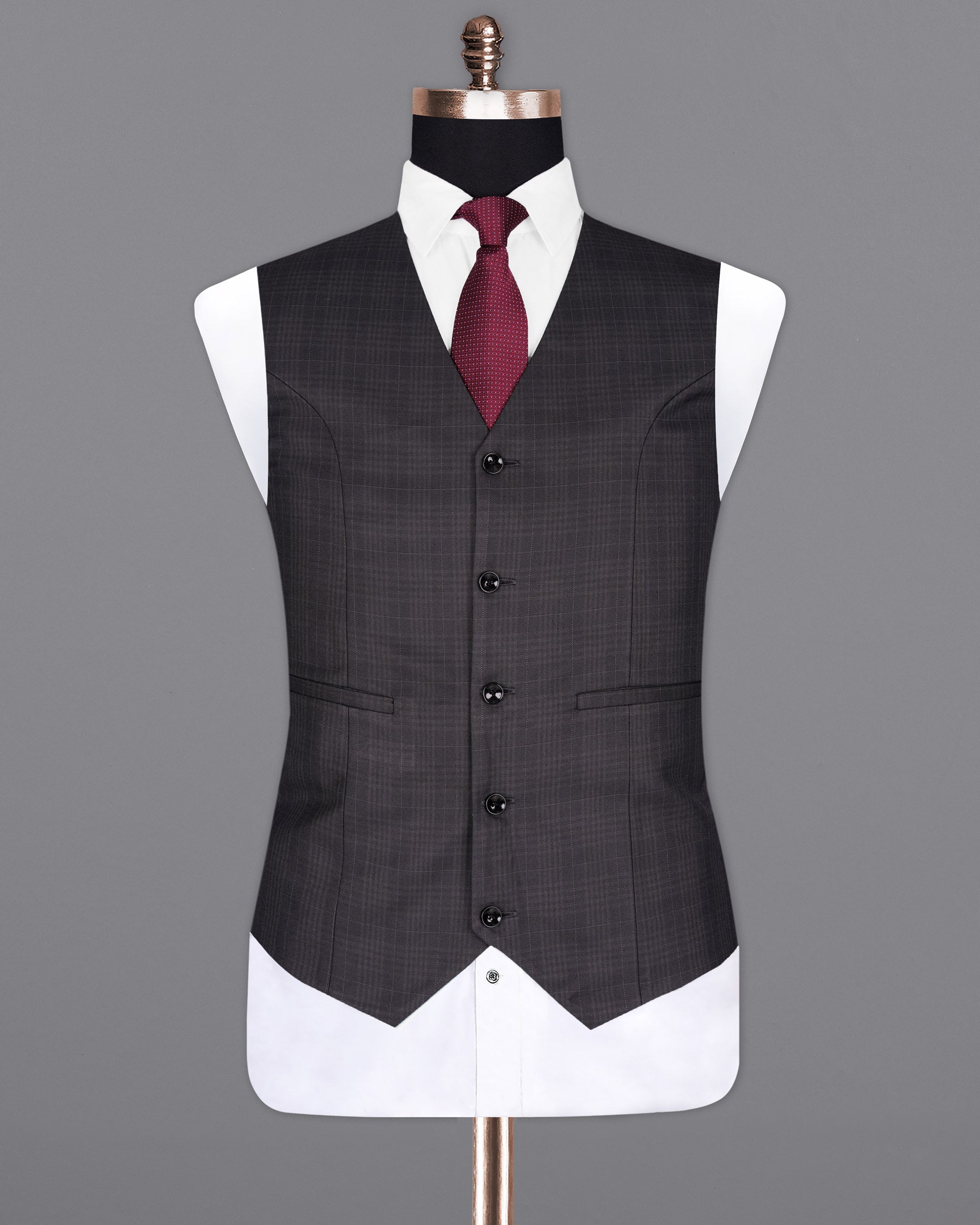 Charcoal Brown Plaid Waistcoat V1928-36, V1928-38, V1928-40, V1928-42, V1928-44, V1928-46, V1928-48, V1928-50, V1928-52, V1928-54, V1928-56, V1928-58, V1928-60