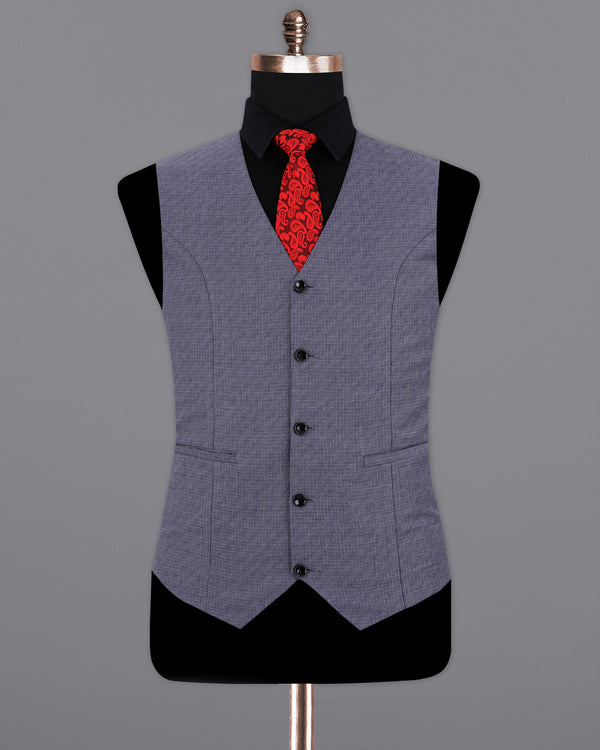 Gun Powder Blue Textured Waistcoat V1982-36, V1982-38, V1982-40, V1982-42, V1982-44, V1982-46, V1982-48, V1982-50, V1982-52, V1982-54, V1982-56, V1982-58, V1982-60