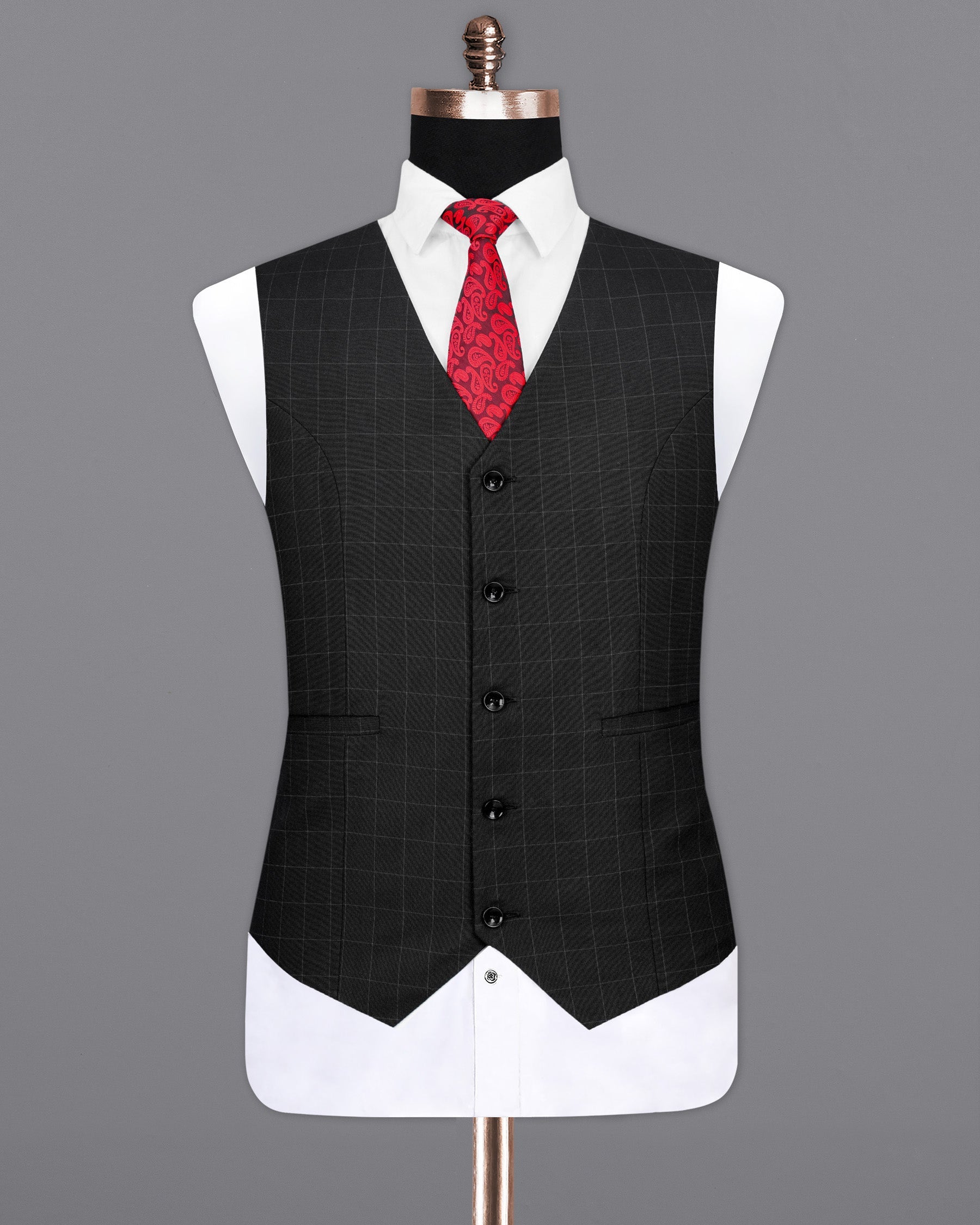 Zeus Black Plaid Waistcoat V2010-36, V2010-38, V2010-40, V2010-42, V2010-44, V2010-46, V2010-48, V2010-50, V2010-52, V2010-54, V2010-56, V2010-58, V2010-60
