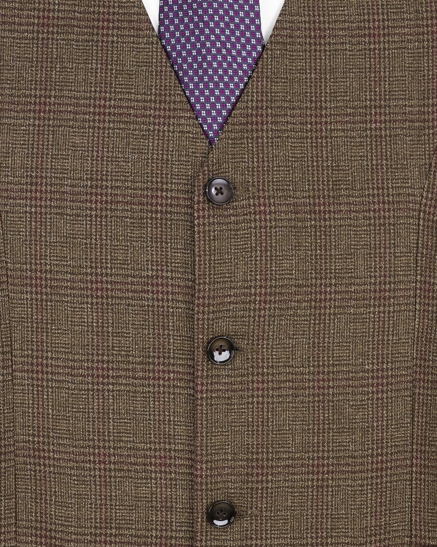 Hemlock Brown Plaid Wool Waistcoat V2088-36, V2088-38, V2088-40, V2088-42, V2088-44, V2088-46, V2088-48, V2088-50, V2088-52, V2088-54, V2088-56, V2088-58, V2088-60