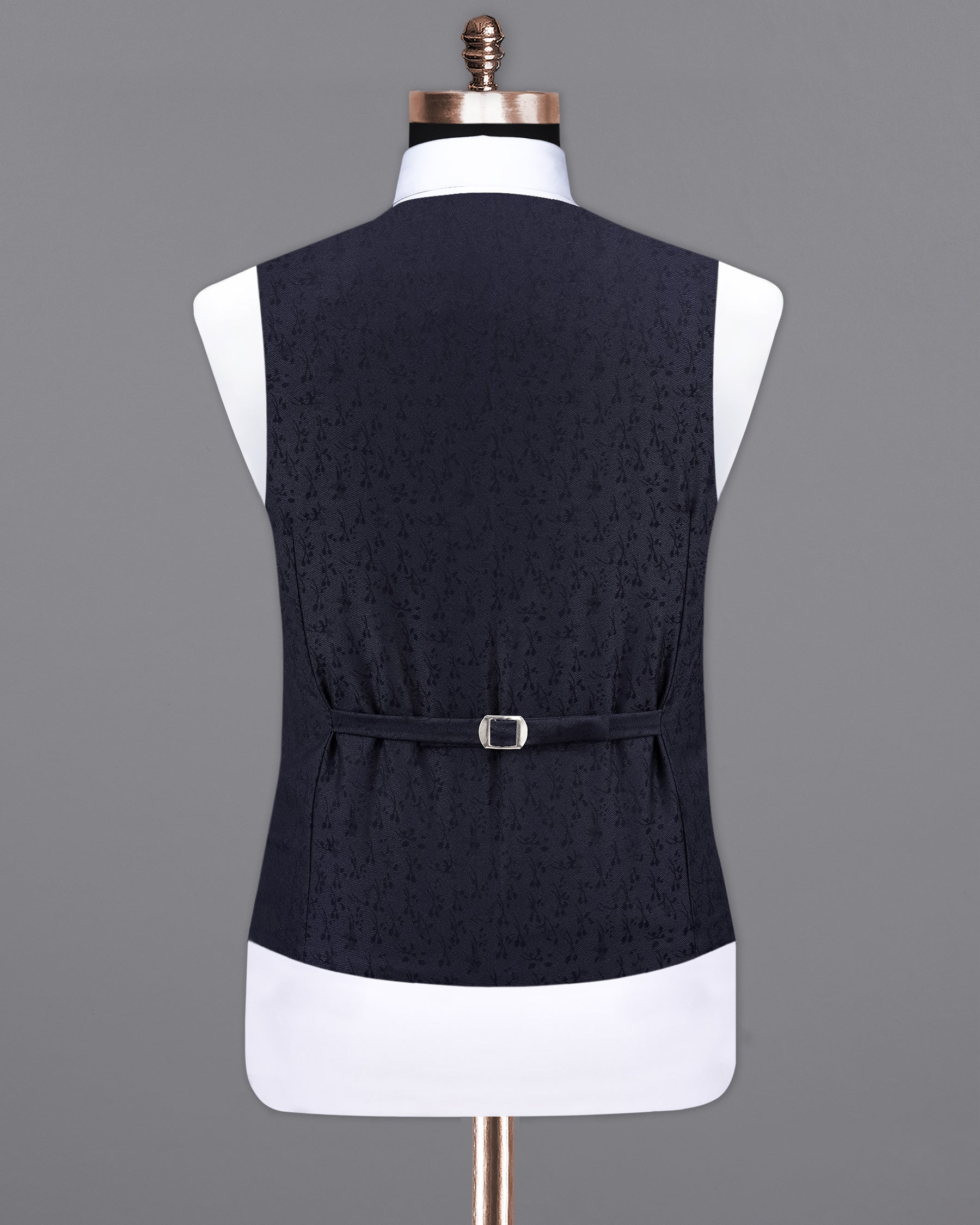 Bleached Cedar Navy Blue Ditzy Textured With Black Waistcoat V2104-36, V2104-38, V2104-40, V2104-42, V2104-44, V2104-46, V2104-48, V2104-50, V2104-52, V2104-54, V2104-56, V2104-58, V2104-60