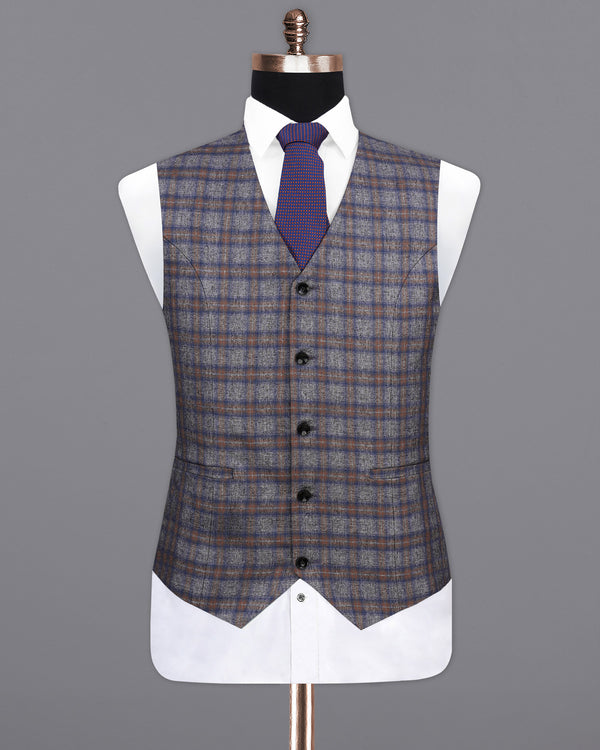 Fuscous Gray Checkered Waistcoat V2144-36, V2144-38, V2144-40, V2144-42, V2144-44, V2144-46, V2144-48, V2144-50, V2144-52, V2144-54, V2144-56, V2144-58, V2144-60