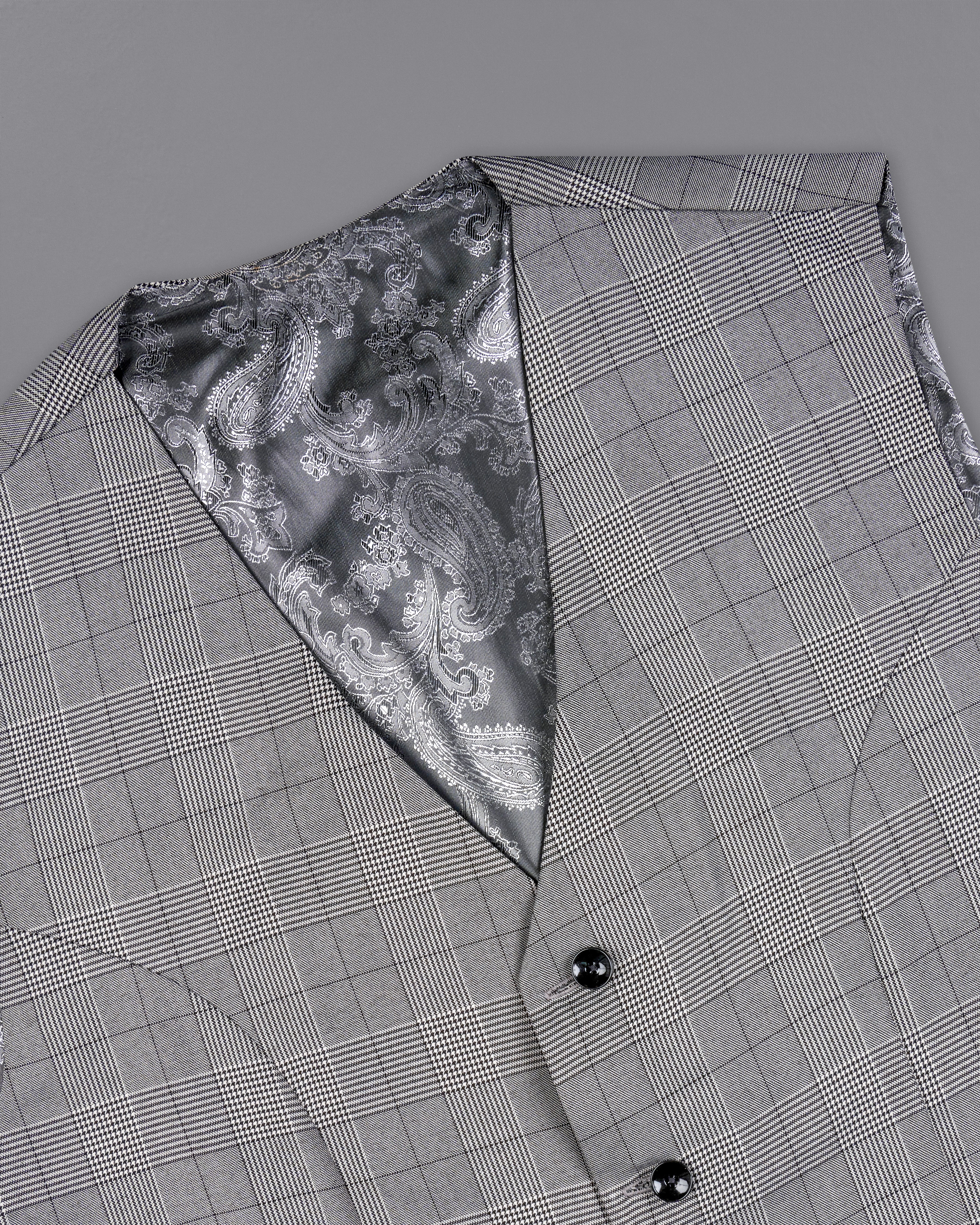 Storm Dust Gray Plaid Waistcoat V2267-36, V2267-38, V2267-40, V2267-42, V2267-44, V2267-46, V2267-48, V2267-50, V2267-52, V2267-54, V2267-56, V2267-58, V2267-60