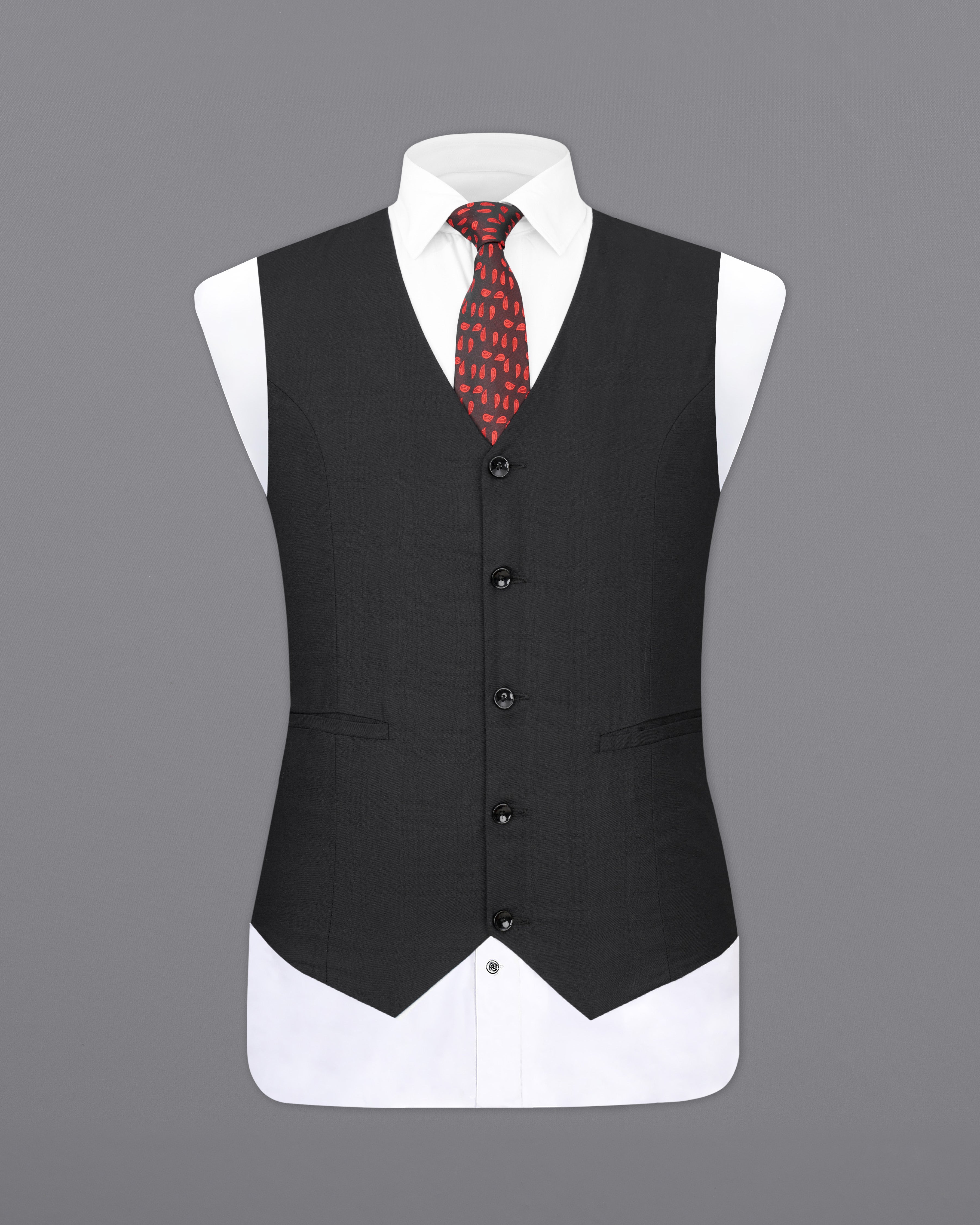 Shark Black Textured Waistcoat