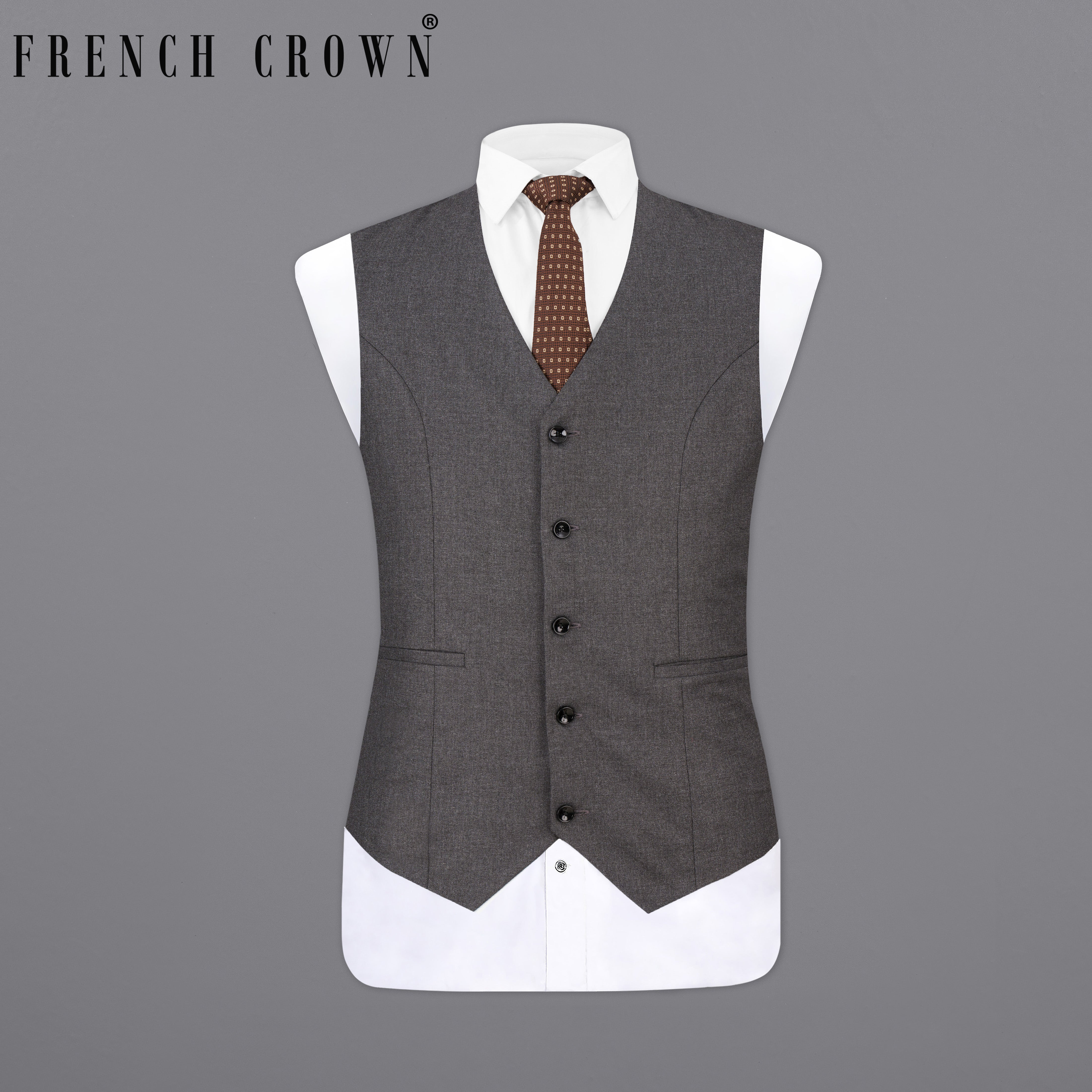 Gravel Gray Wool Rich Waistcoat V2507-36, V2507-38, V2507-40, V2507-42, V2507-44, V2507-46, V2507-48, V2507-50, V2507-52, V2507-54, V2507-56, V2507-58, V2507-60