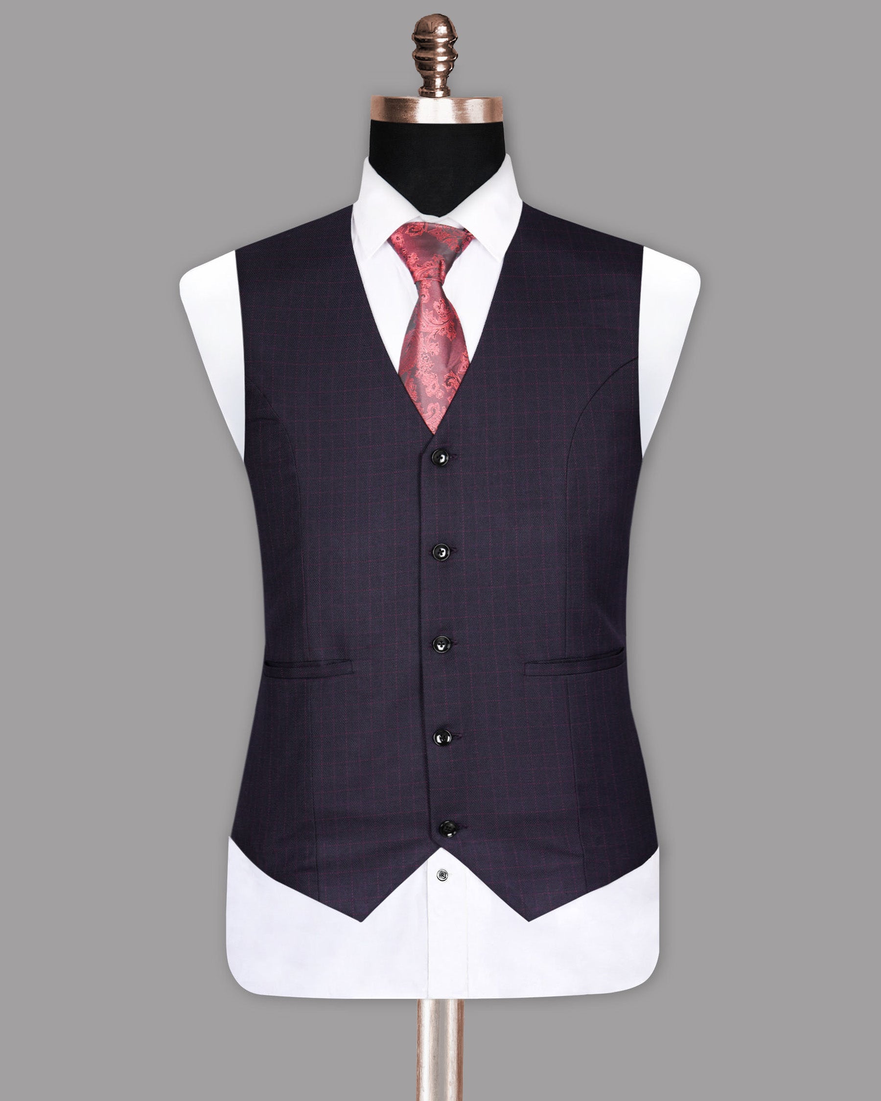 Charade Purple with subtle Windowpane Textured Waistcoat V985-38, V985-50, V985-52, V985-40, V985-42, V985-44, V985-54, V985-56, V985-58, V985-60, V985-36, V985-46, V985-48