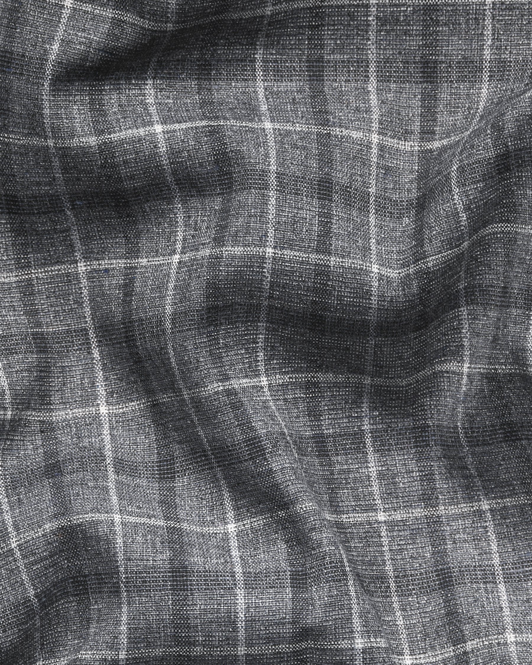 Porpoise Grey Plaid Luxurious Linen-Wool blend Waistcoat