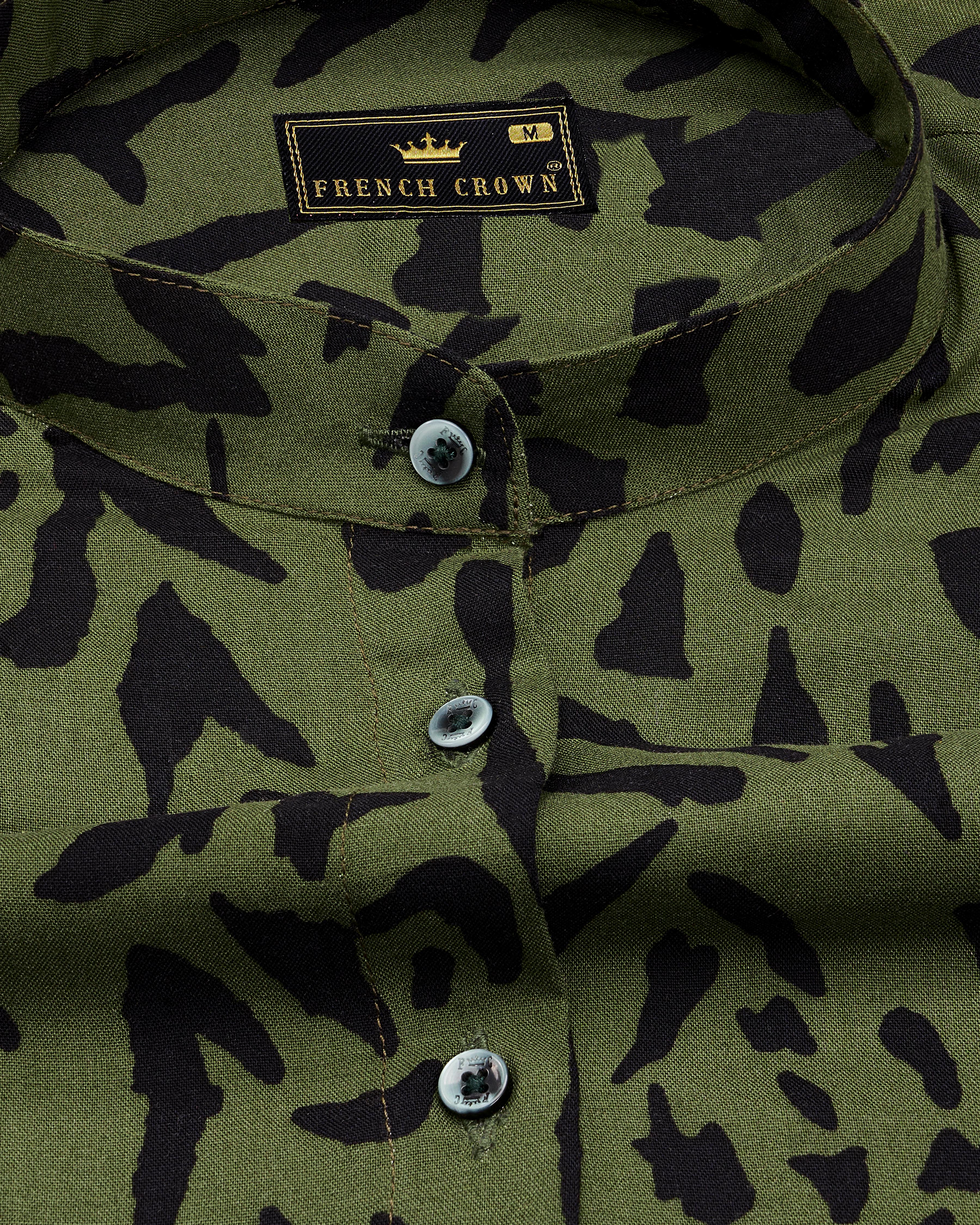 Asparagus Green Tiger Printed Premium Tencel Shirt