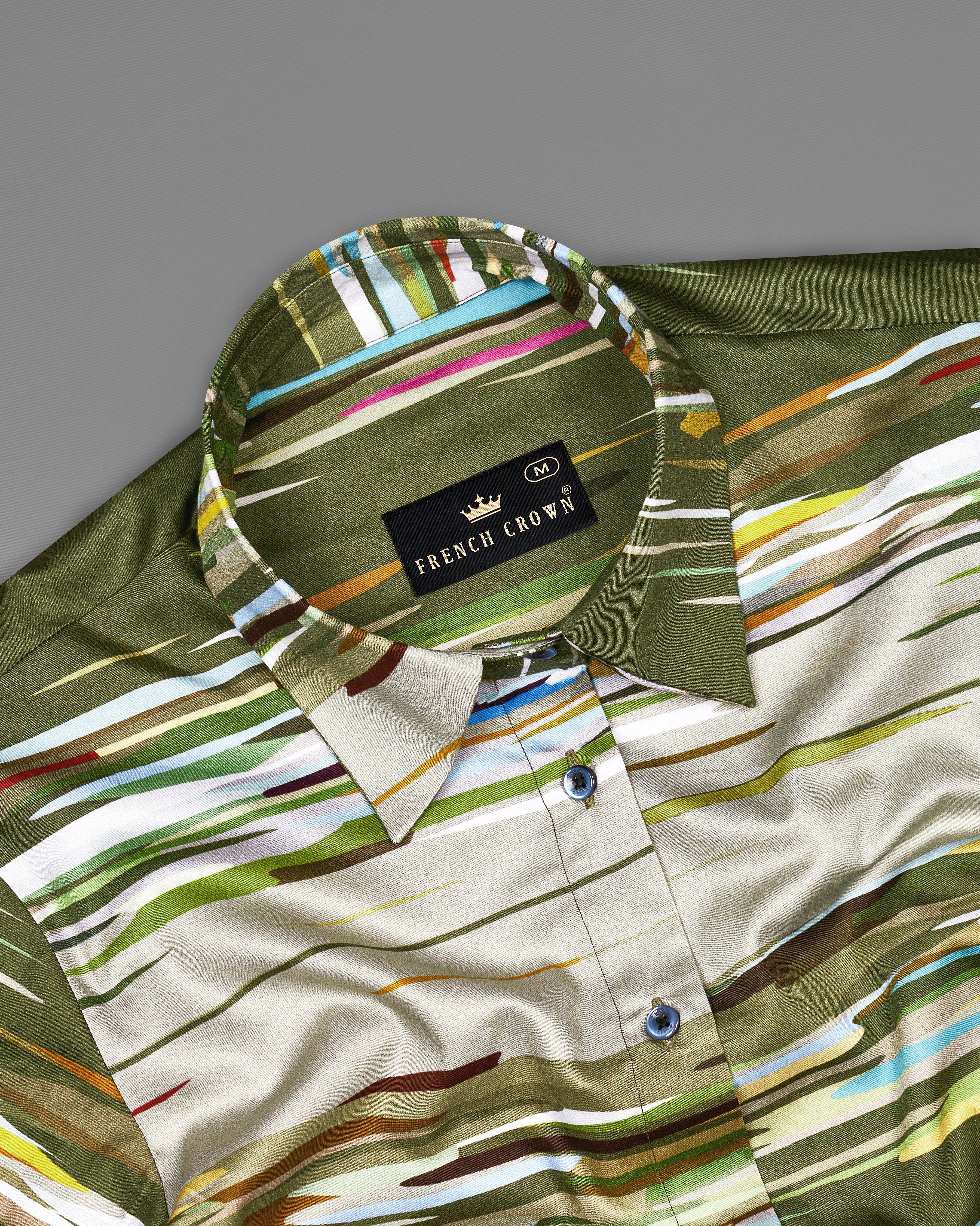 Verdigris Green Multicolour Printed Premium Tencel Shirt WS050-BLE-32, WS050-BLE-34, WS050-BLE-36, WS050-BLE-38, WS050-BLE-40, WS050-BLE-42