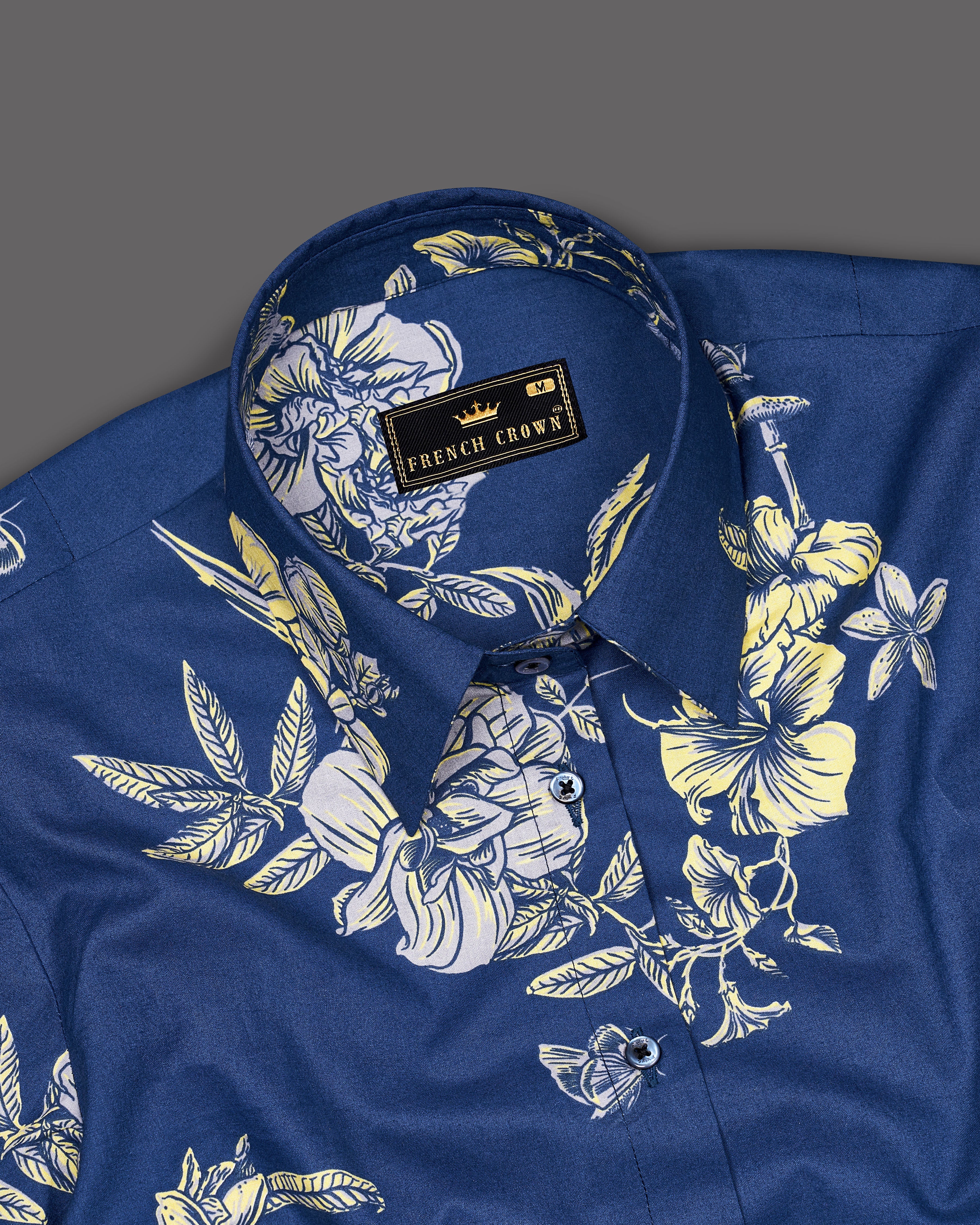 Dianne Blue Floral Printed Premium Cotton Shirt WS054-BLE-32, WS054-BLE-34, WS054-BLE-36, WS054-BLE-38, WS054-BLE-40, WS054-BLE-42
